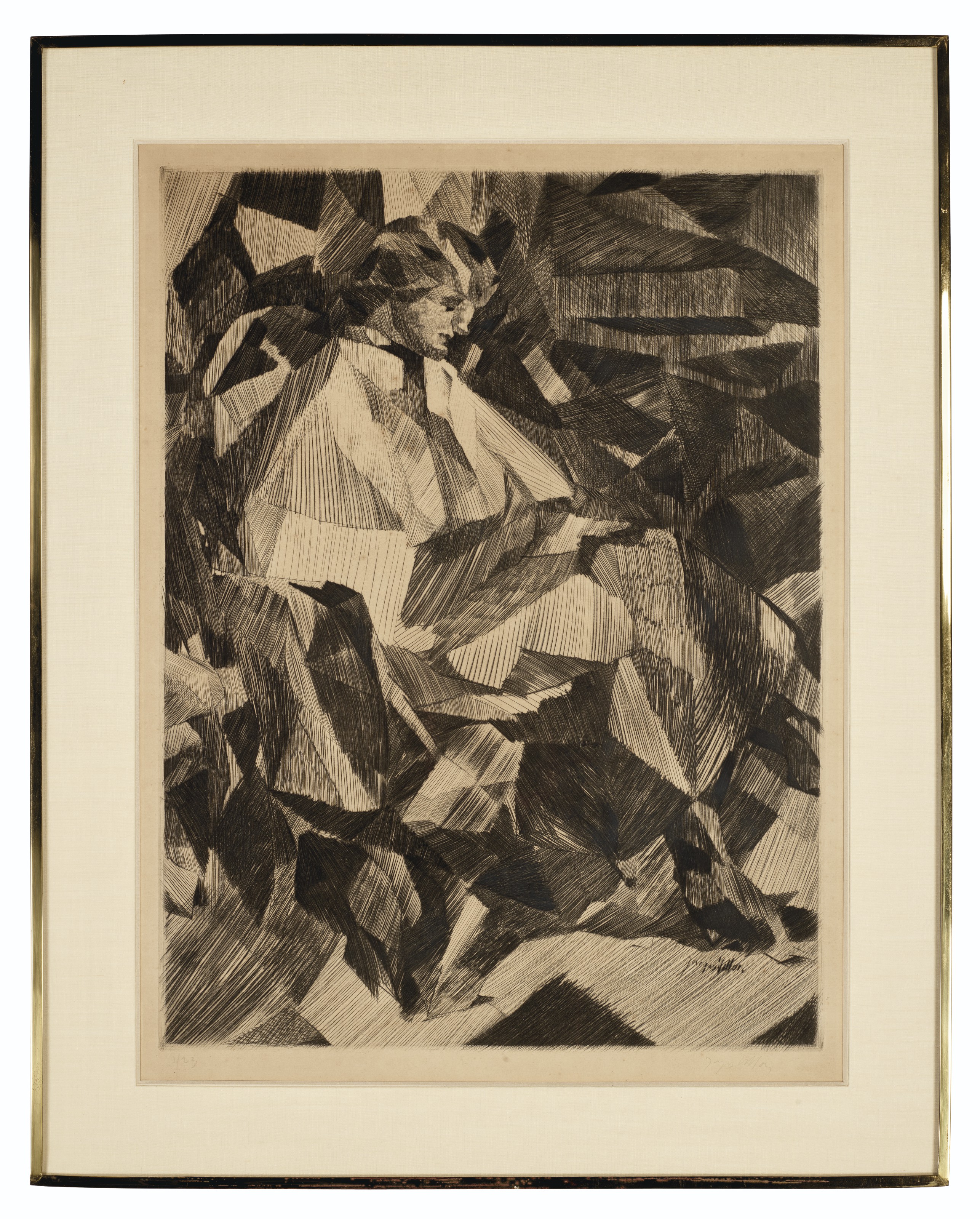 Jacques Villon — Ивонн Д. де профиль, изображение 2