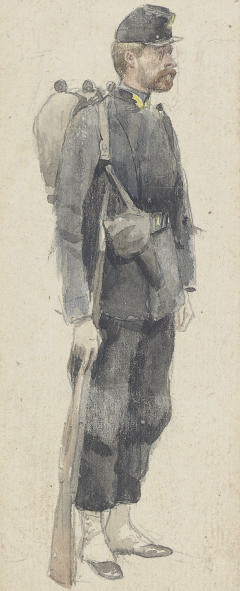 James Jacques Joseph Tissot — Солдат с винтовкой в руках (слева направо ), стоящие фигуры ( справа налево )