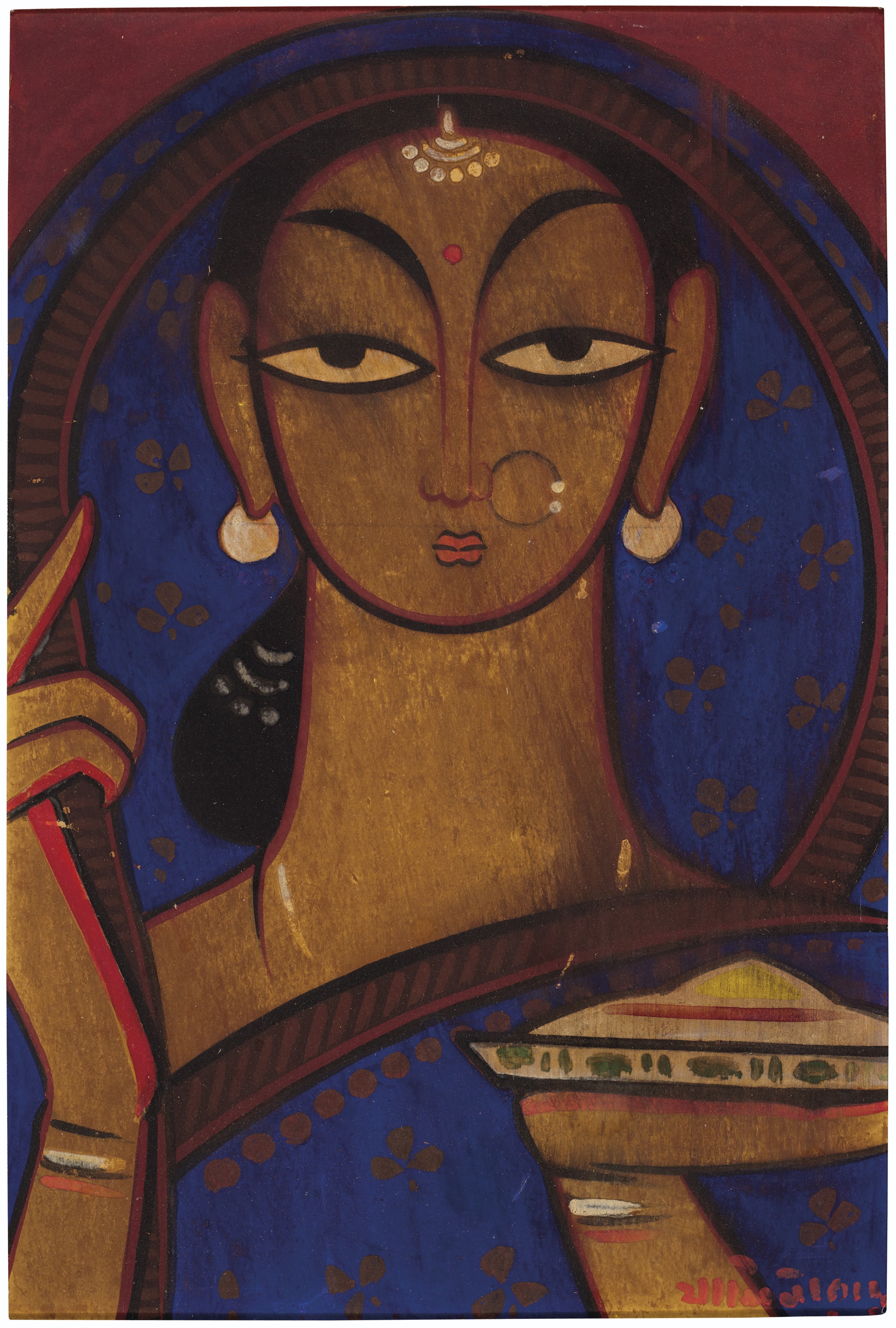 Jamini Roy — Без названия (Женщина в синем; Женщина в зеленом), изображение 2