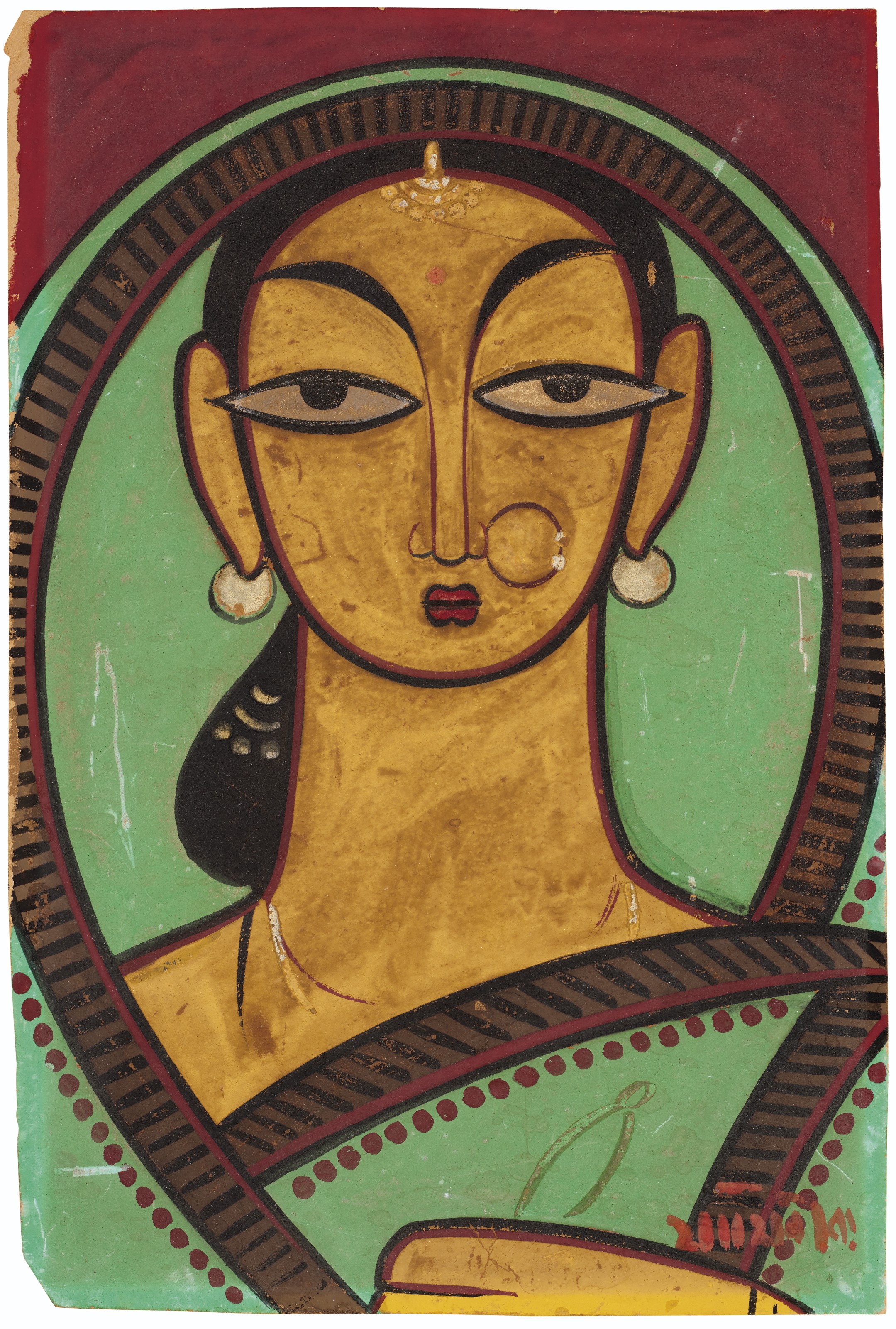Jamini Roy — Без названия (Женщина в синем; Женщина в зеленом), изображение 3