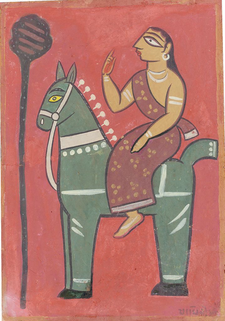 Jamini Roy — Без названия (Женщина на лошади)
