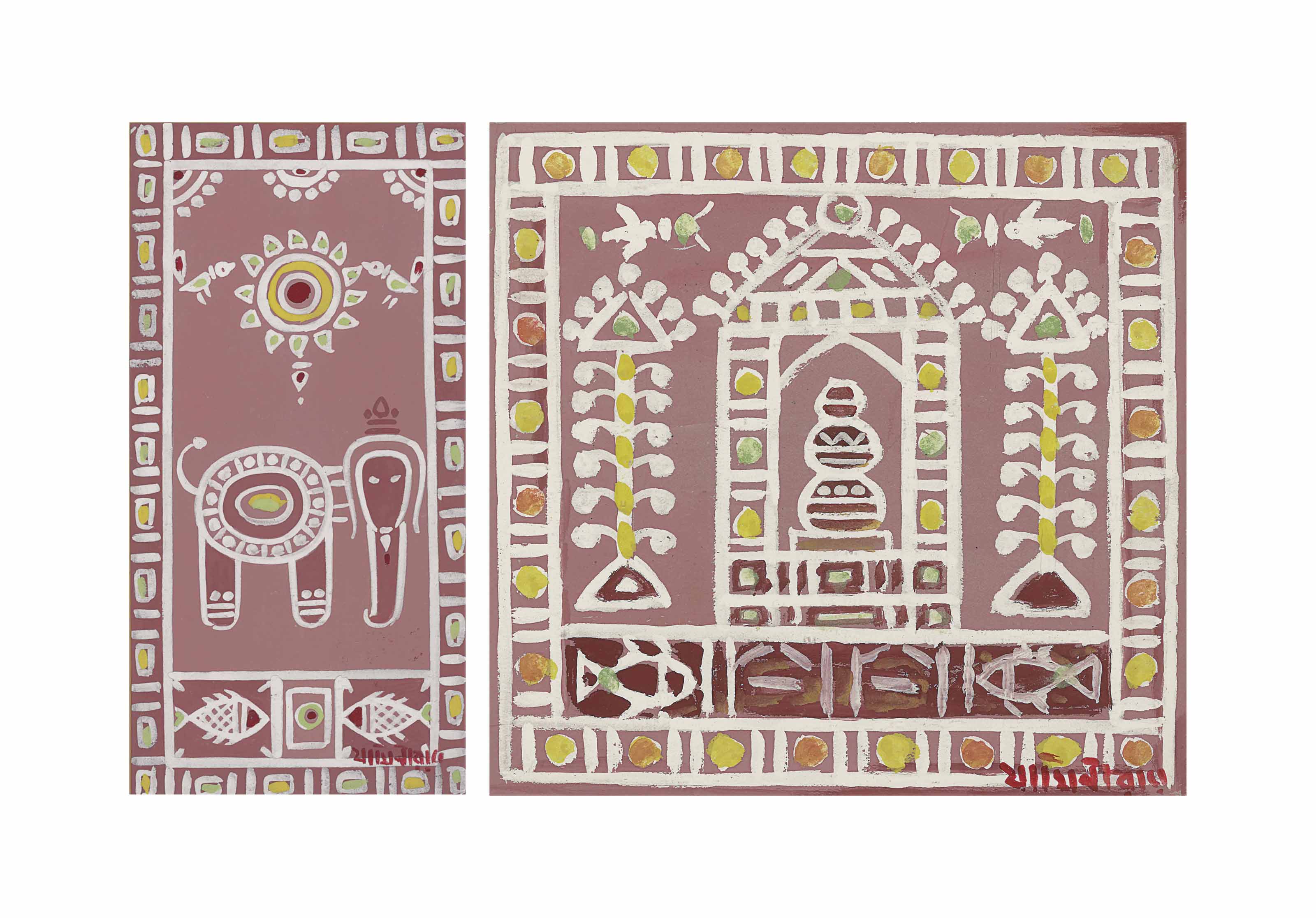 Jamini Roy — Без названия (Слон; Горшки)