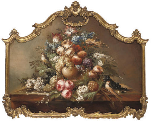 Jan Davidsz. de Heem — Летние цветы, виноград, яблоки, ананас и певчие птицы на каменном выступе