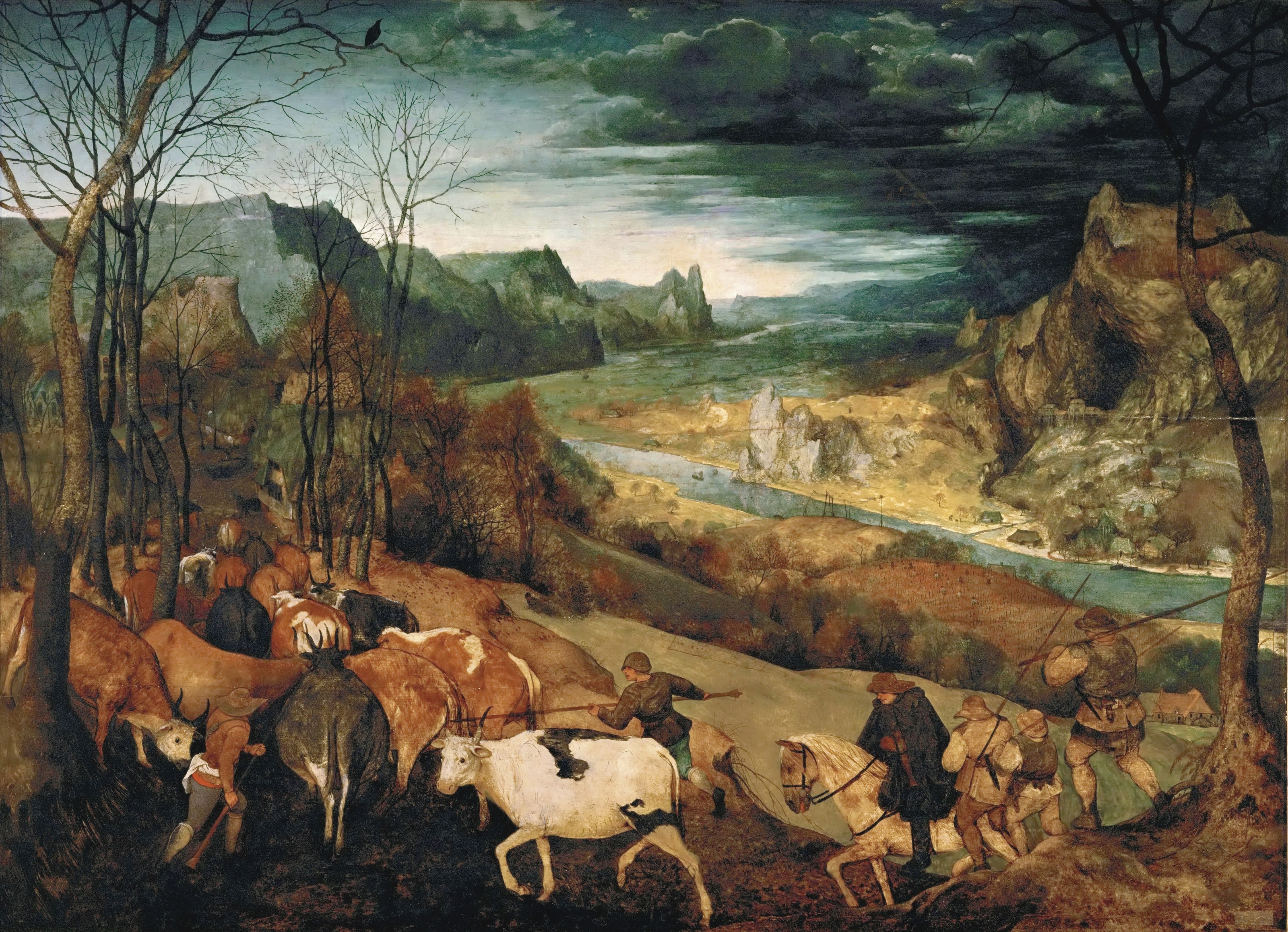 Jan I Brueghel — Пейзаж с пастухами, загоняющими скот в деревню, изображение 2