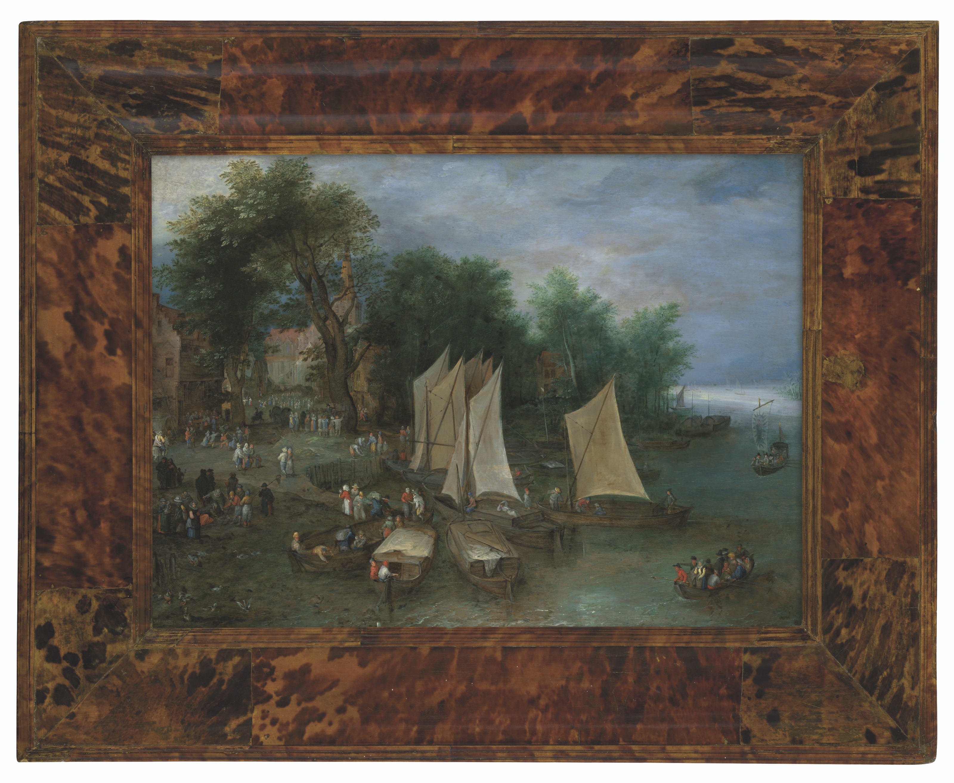 Jan I Brueghel — Пристань возле деревни с доставкой и цифрами, изображение 2
