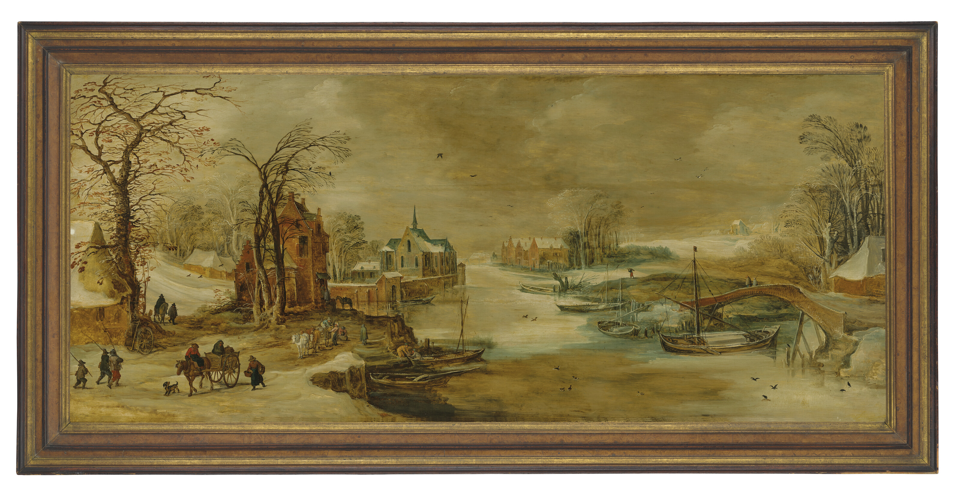 Jan I Brueghel — Зимний речной пейзаж с путешественниками на тропинке, изображение 2