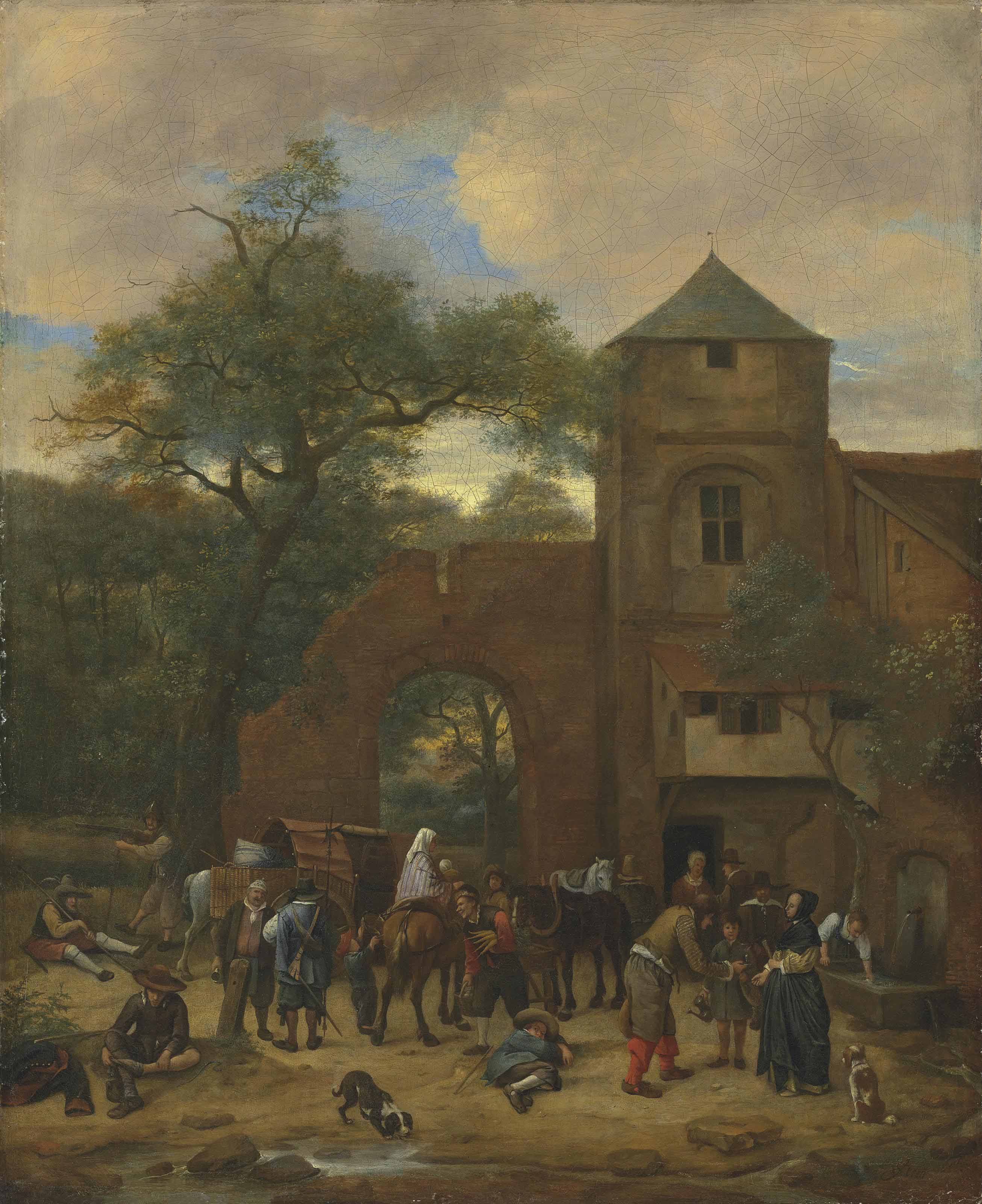 Jan Steen — Путешественники останавливаются у гостиницы