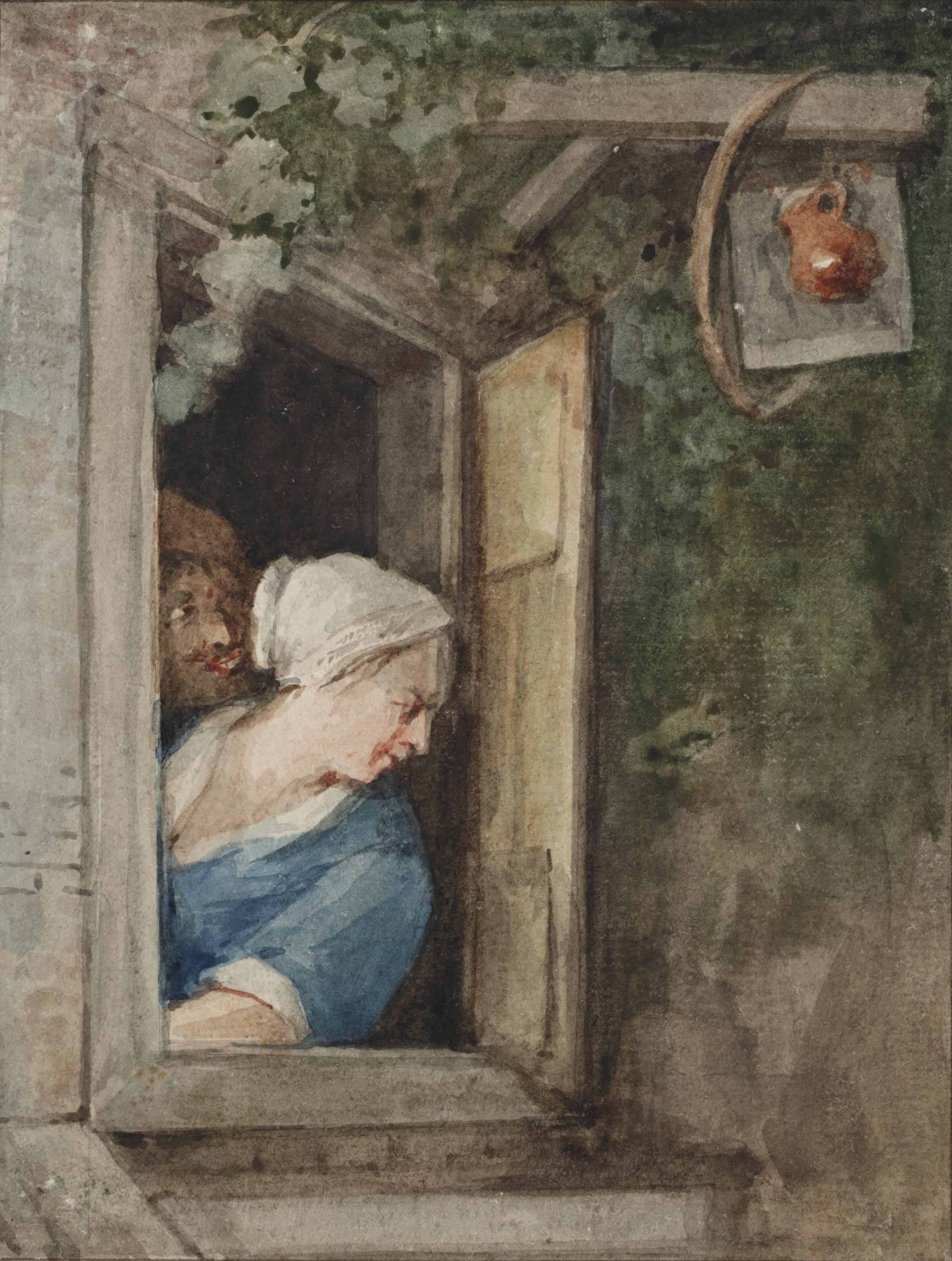 Jan Steen — Мужчина и женщина у окна таверны в честь Яна Стена