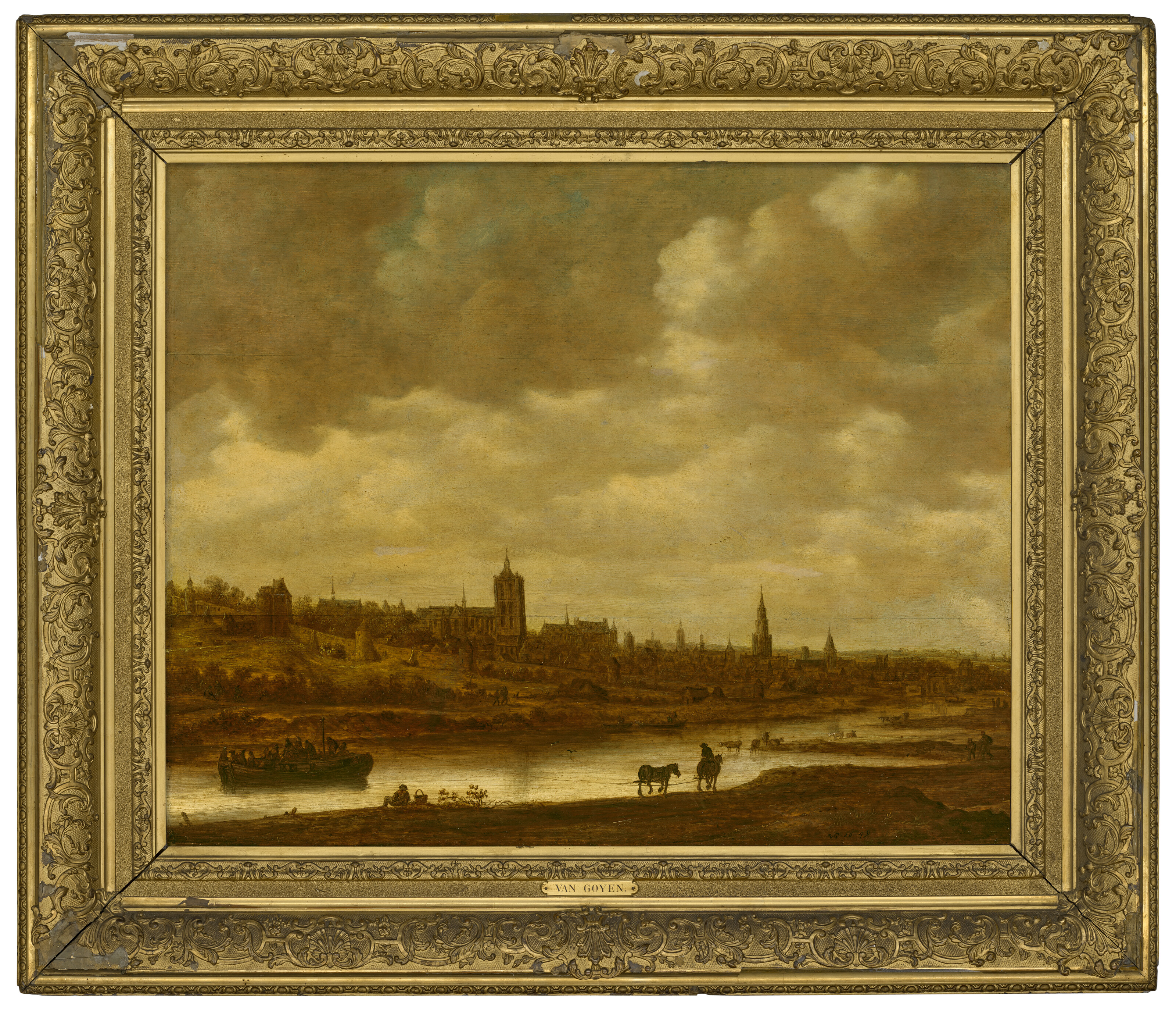 Jan van Goyen — Брюссель, с паромом, запряженным двумя лошадьми, изображение 2