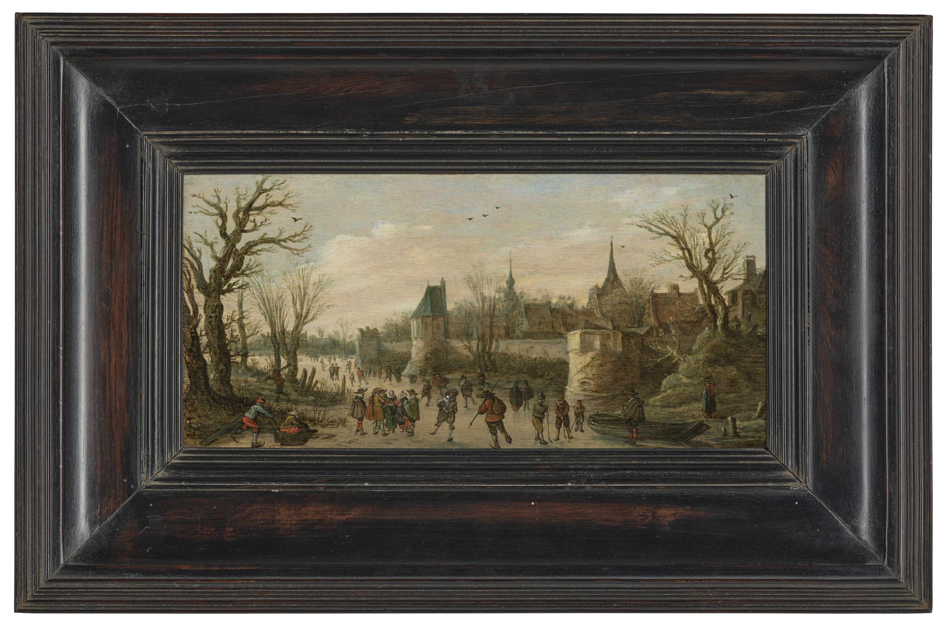 Jan van Goyen — Зимний пейзаж с горожанами, катающимися на коньках перед укрепленным городом, изображение 2