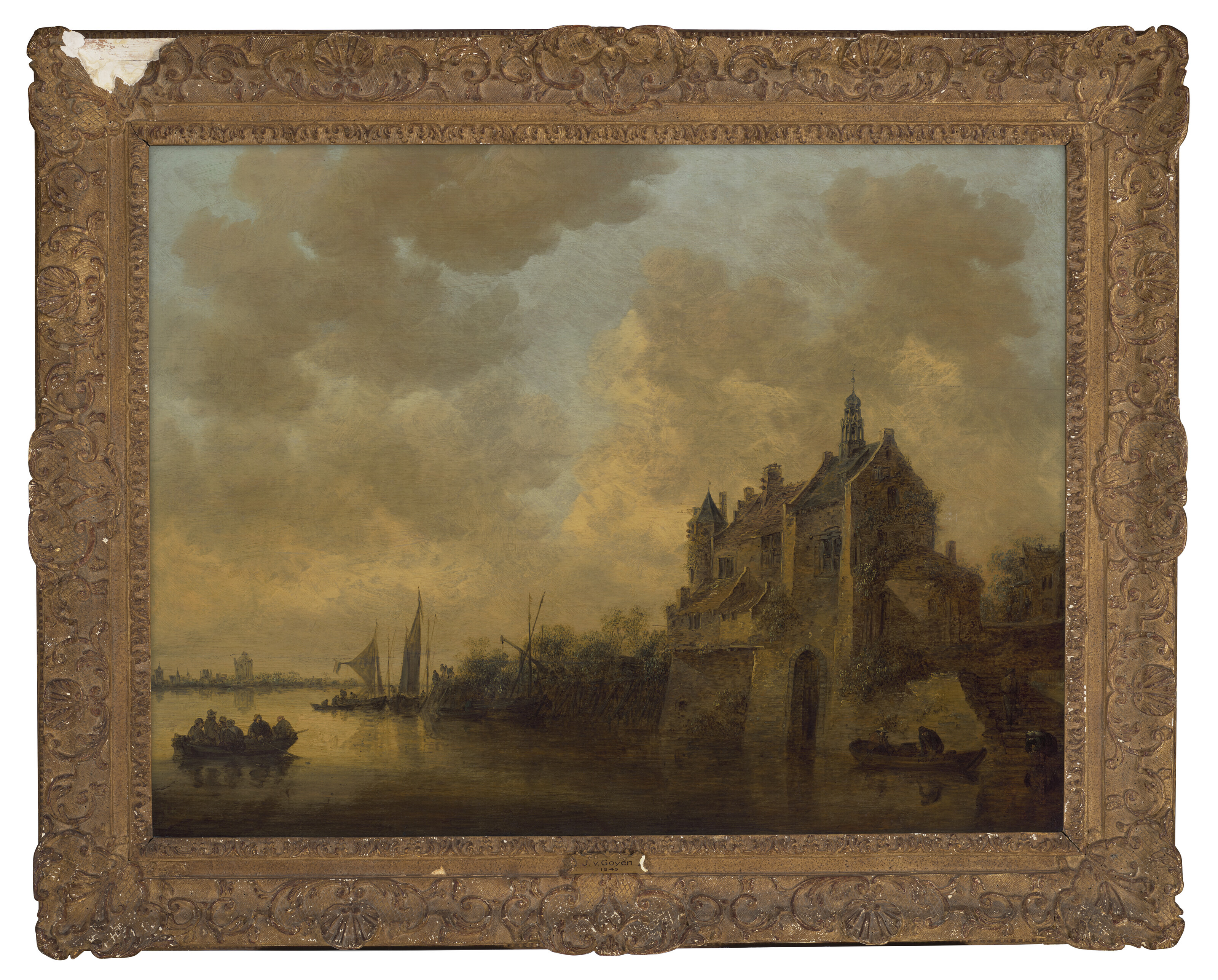 Jan van Goyen — Речной пейзаж с усадьбой, весельными лодками и другими судами, изображение 2
