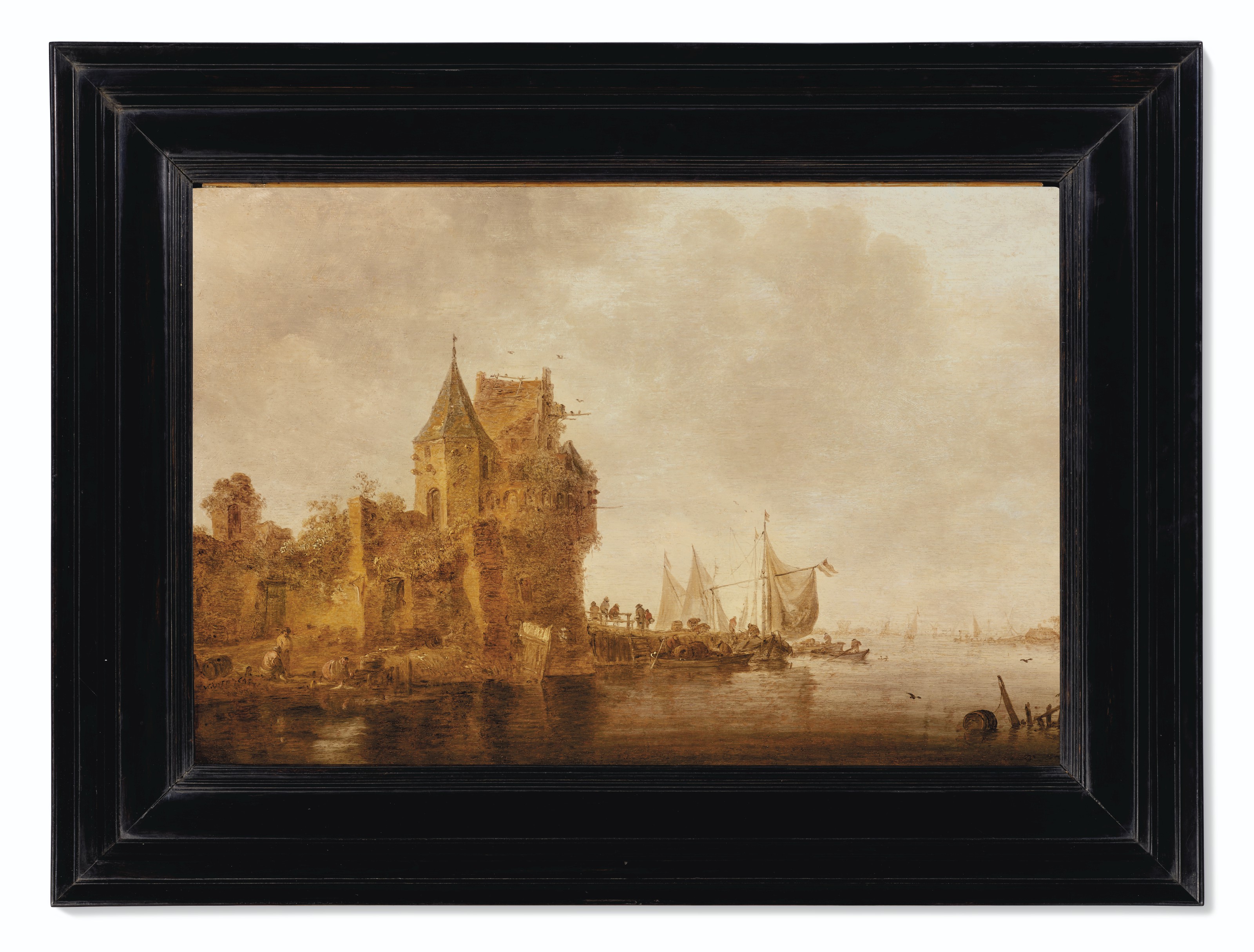 Jan van Goyen — Речной пейзаж с городом, окруженным стеной, изображение 2