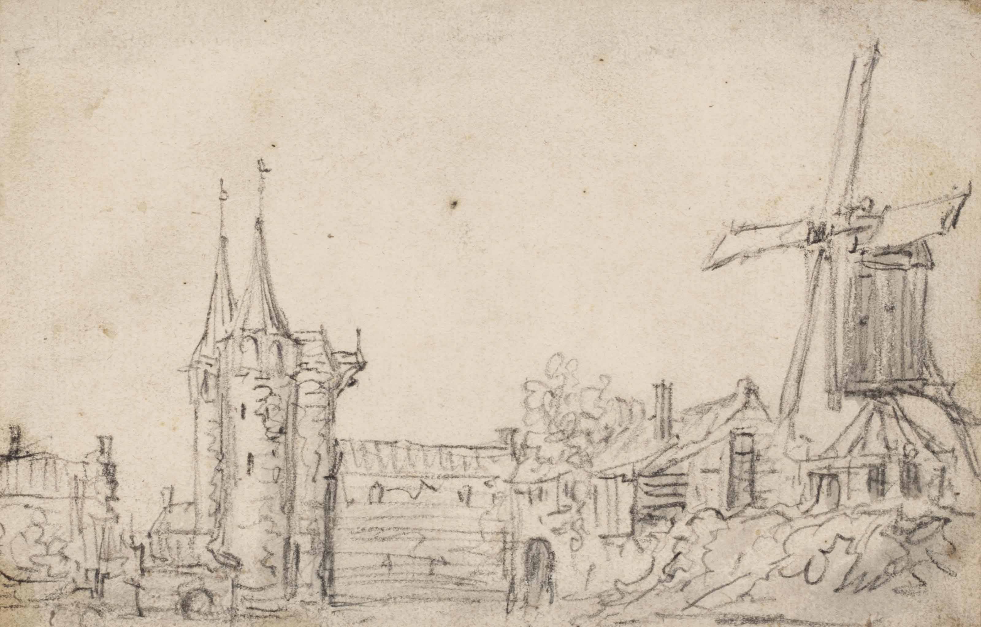 Jan van Goyen — Восточный порт города Делфт с мельницей