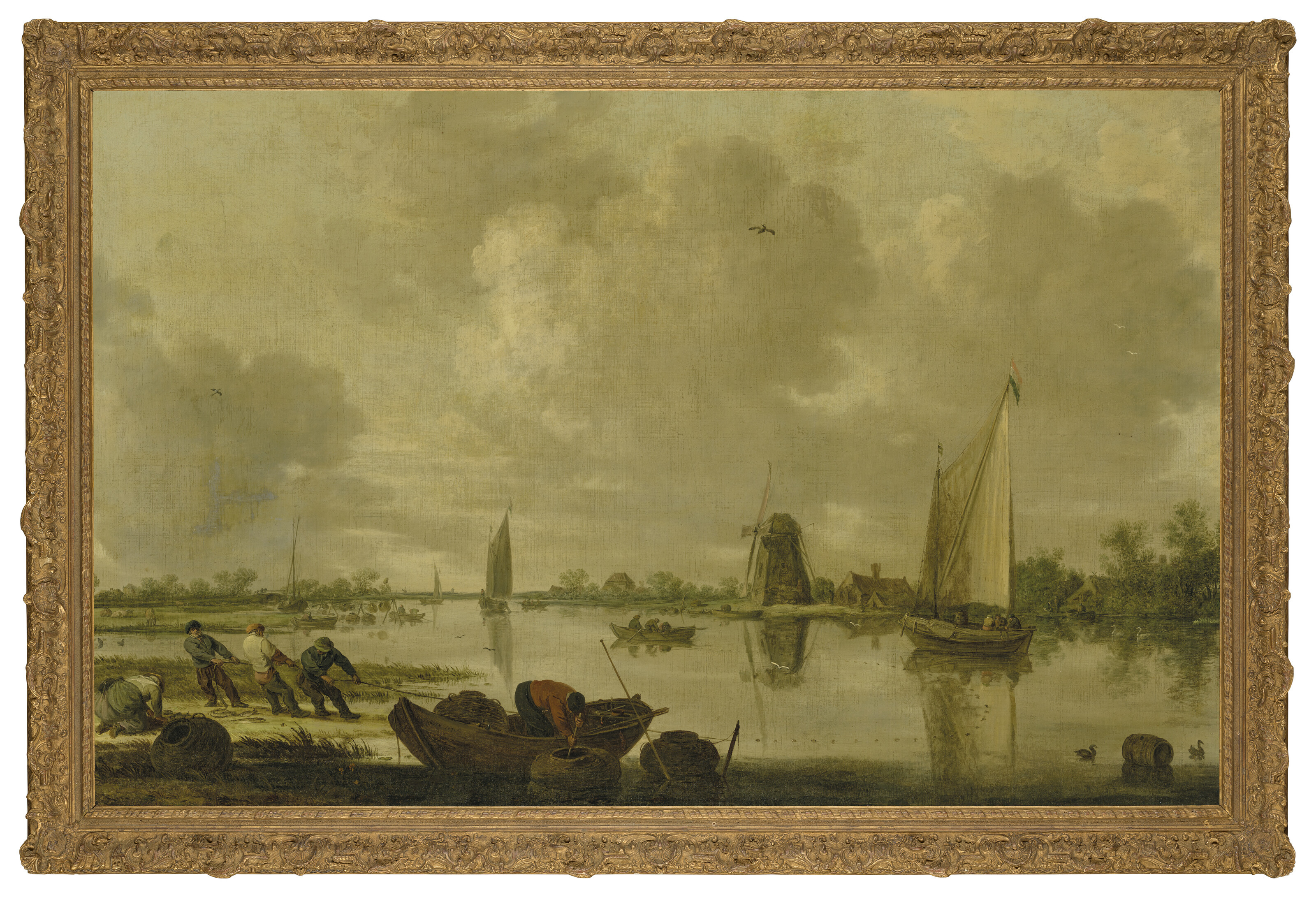 Jan van Goyen — Речной пейзаж с рыбаками, изображение 2