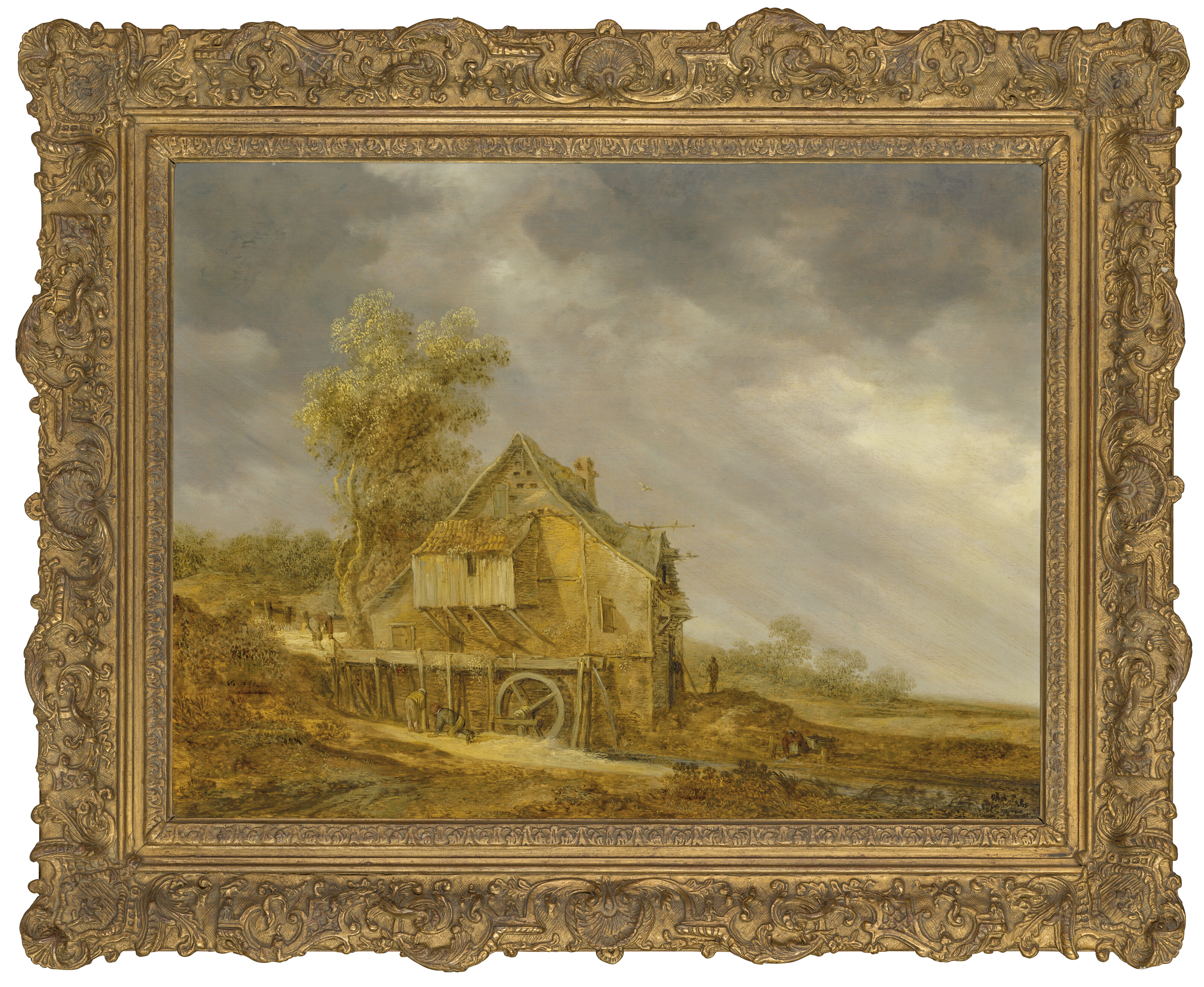 Jan van Goyen — Водяная мельница с фигурами на фоне пейзажа, изображение 2