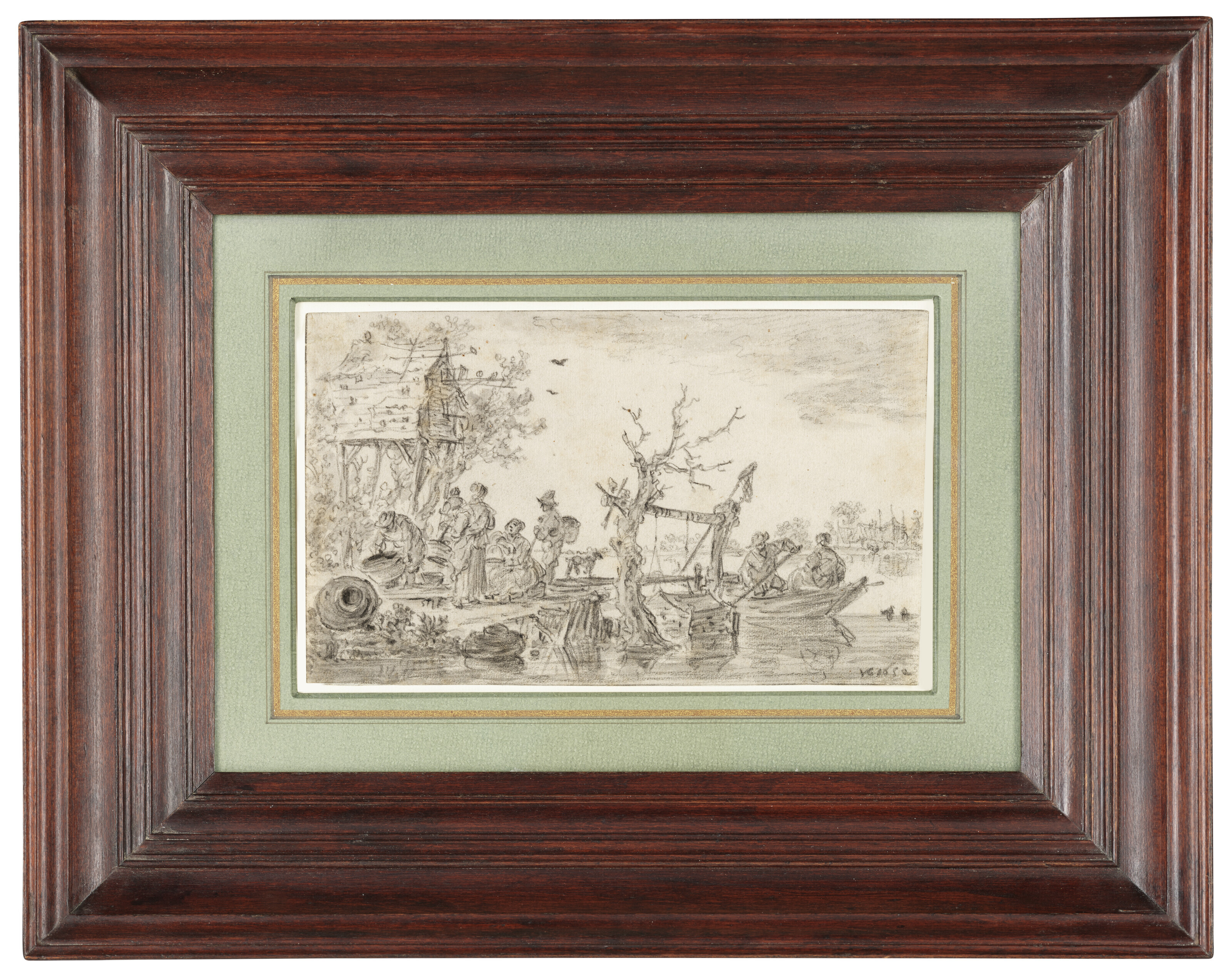 Jan van Goyen — Жители деревни у голубятни на паромной переправе, изображение 2
