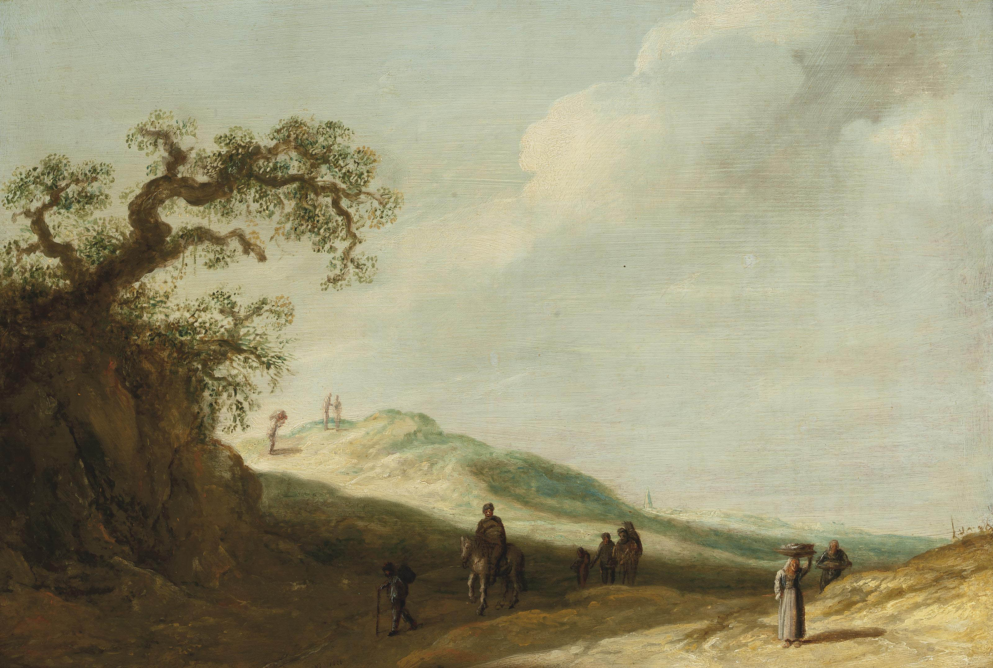Jan van Goyen — Пейзаж с путешественниками на тропинке