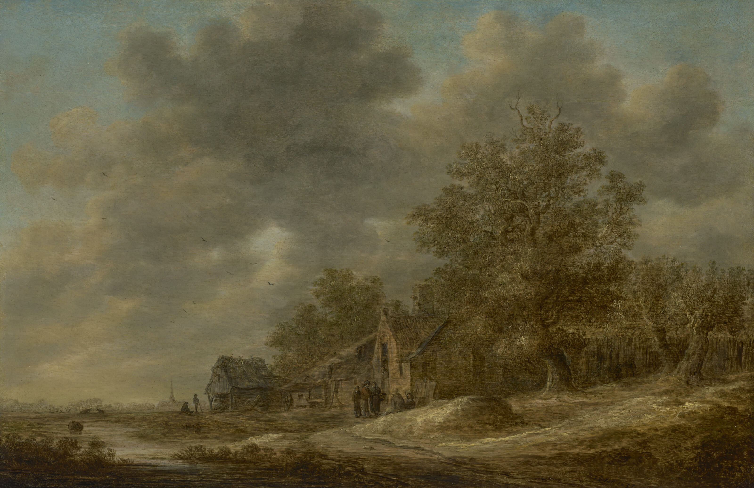 Jan van Goyen — Пейзаж с фигурами у сарая