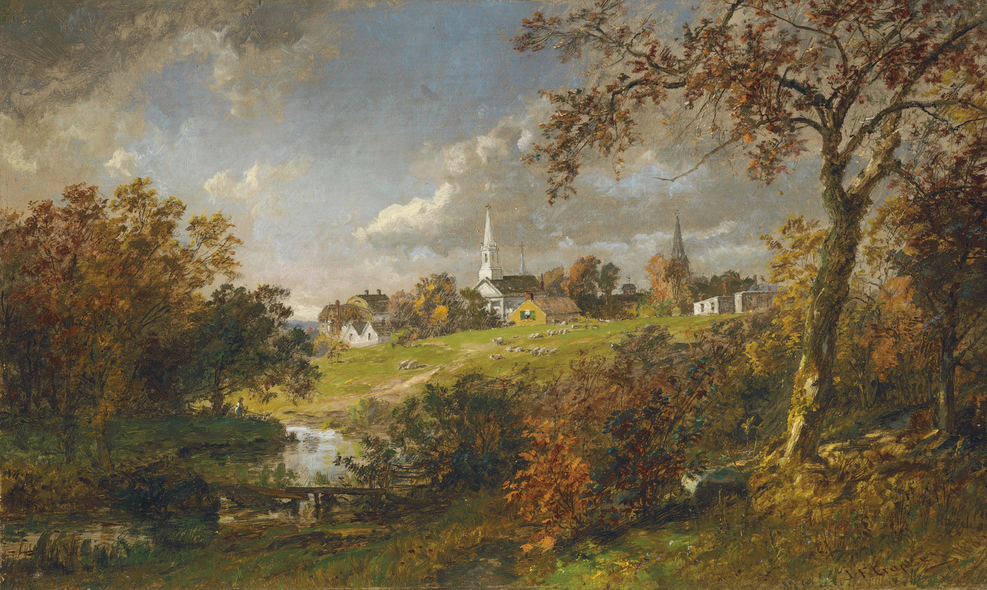 Jasper Francis Cropsey — На задворках деревни, Согерти, Нью-Йорк