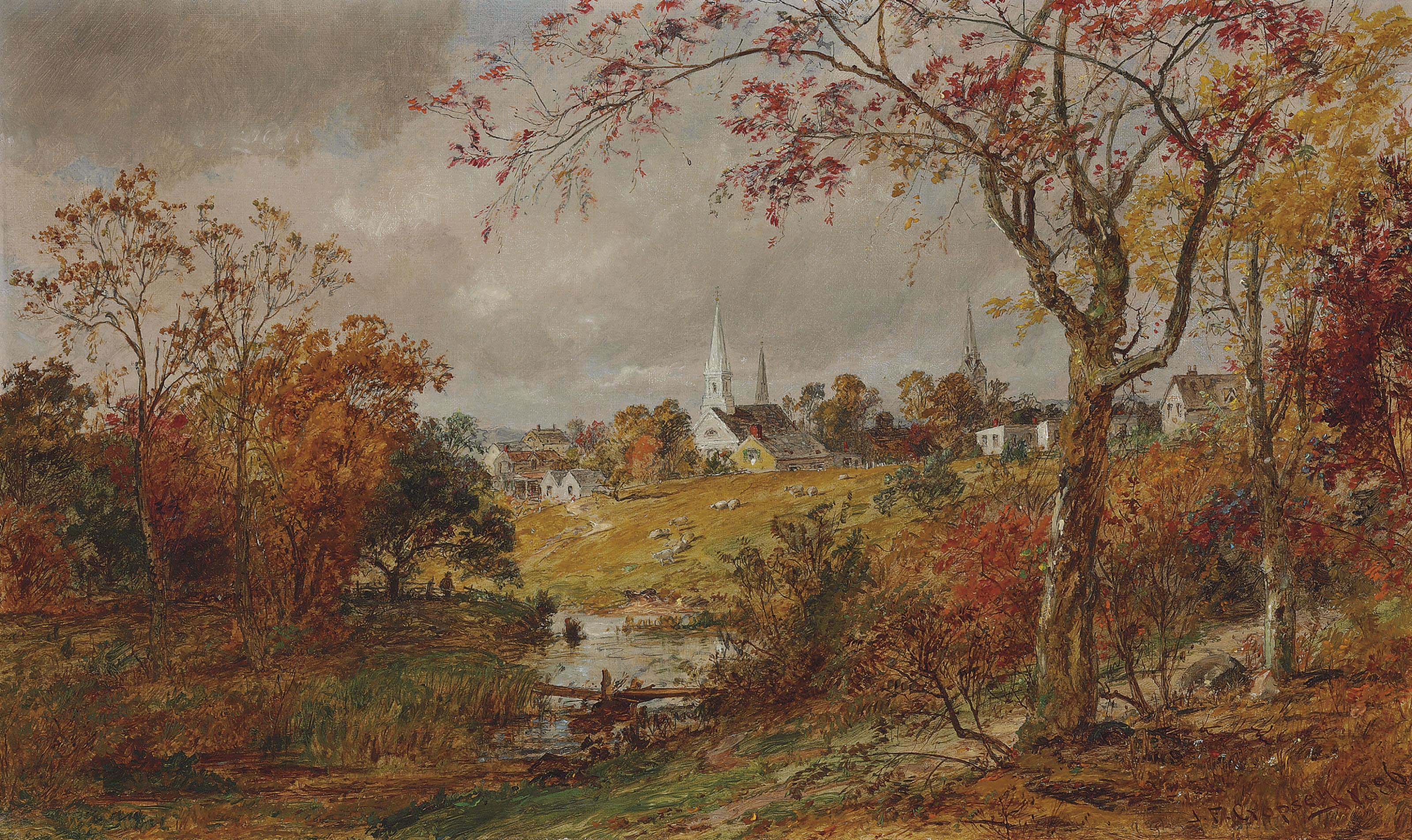 Jasper Francis Cropsey — Беглый взгляд на деревню