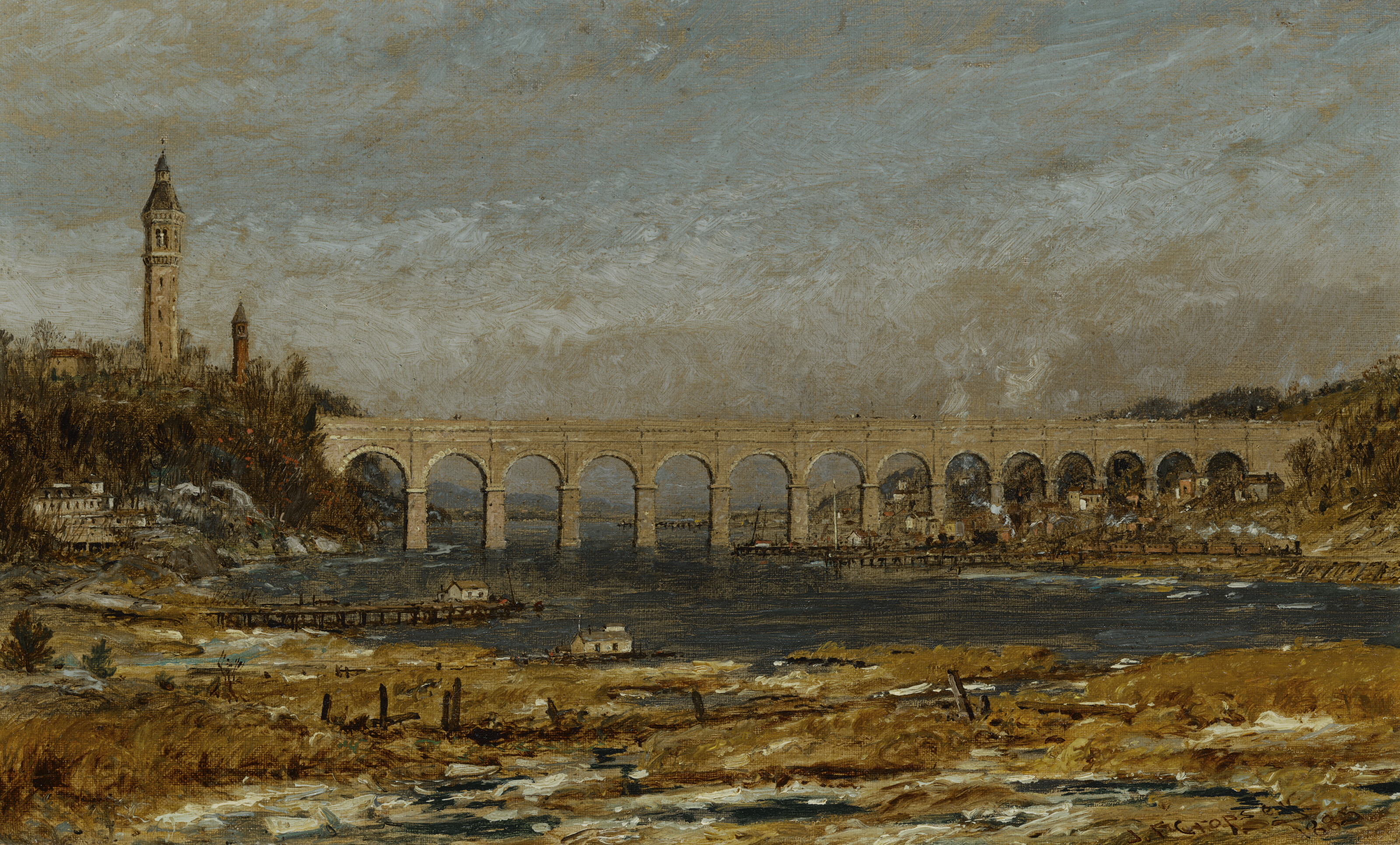 Jasper Francis Cropsey — Высокий мост в январе