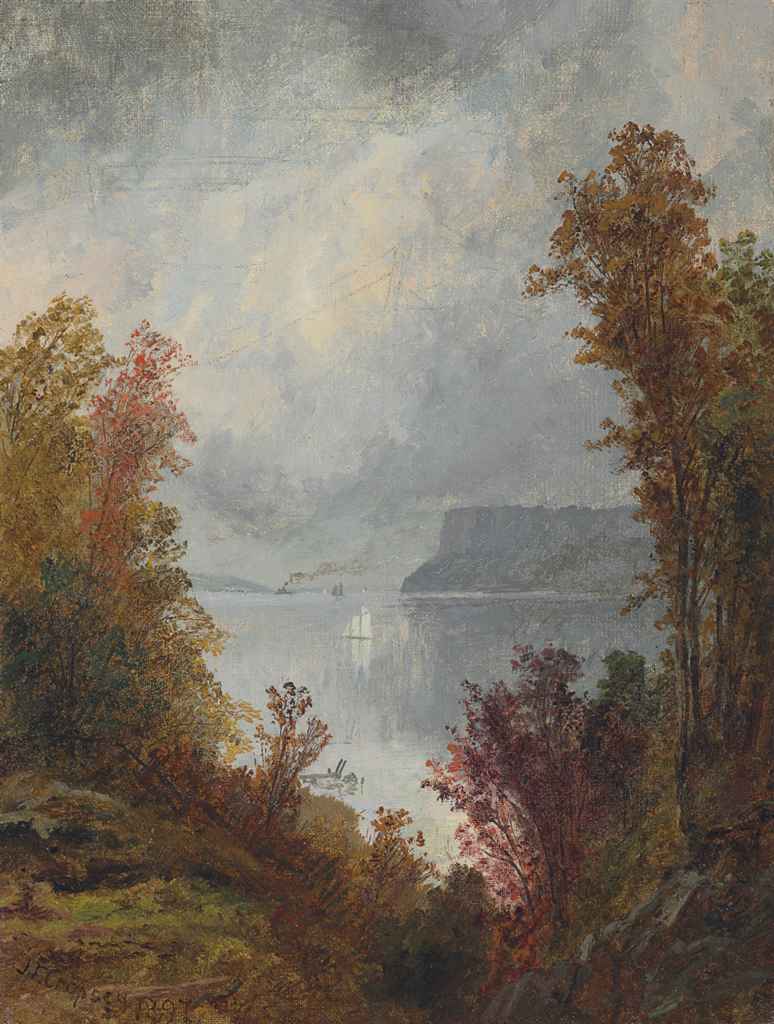 Jasper Francis Cropsey — Вид на реку Гудзон, осень