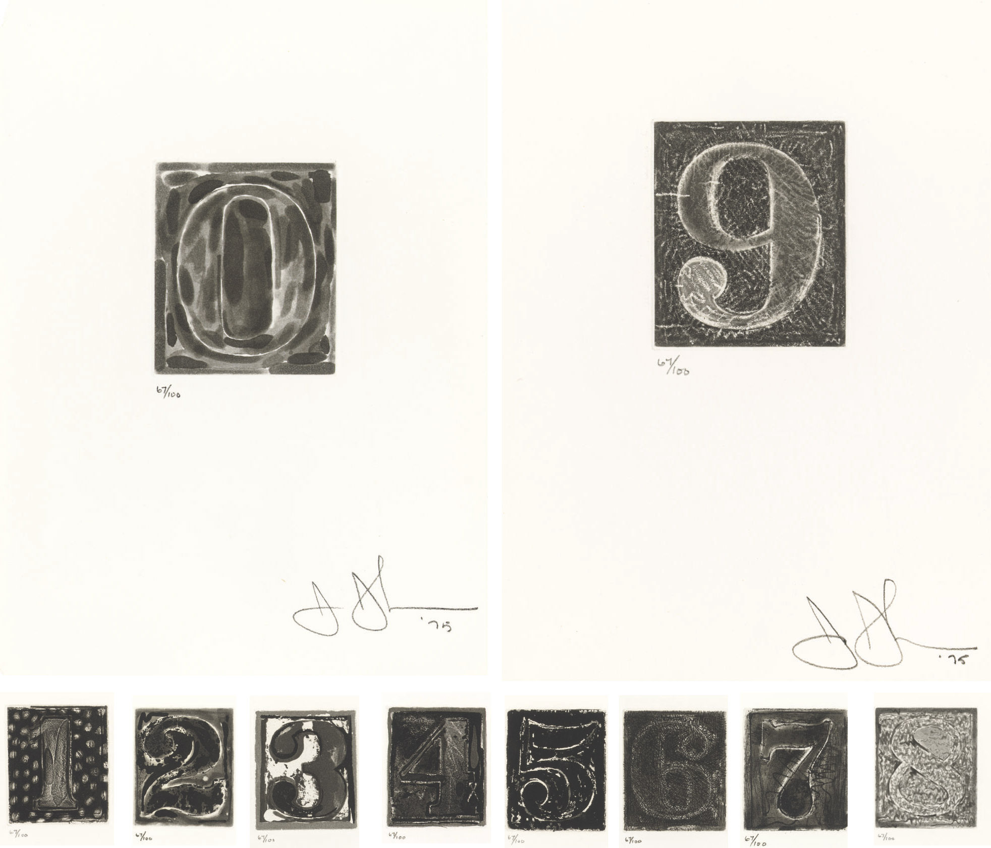 Jasper Johns — 0-9 (ULAE 156-165)