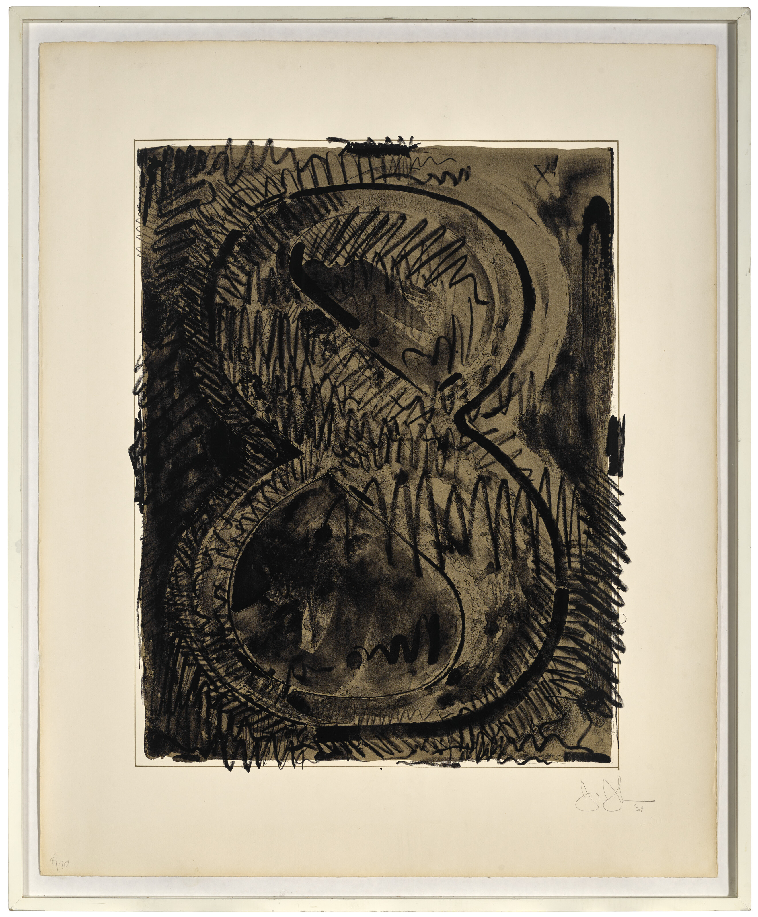 Jasper Johns — Цифра 8, из серии черных цифр, изображение 2