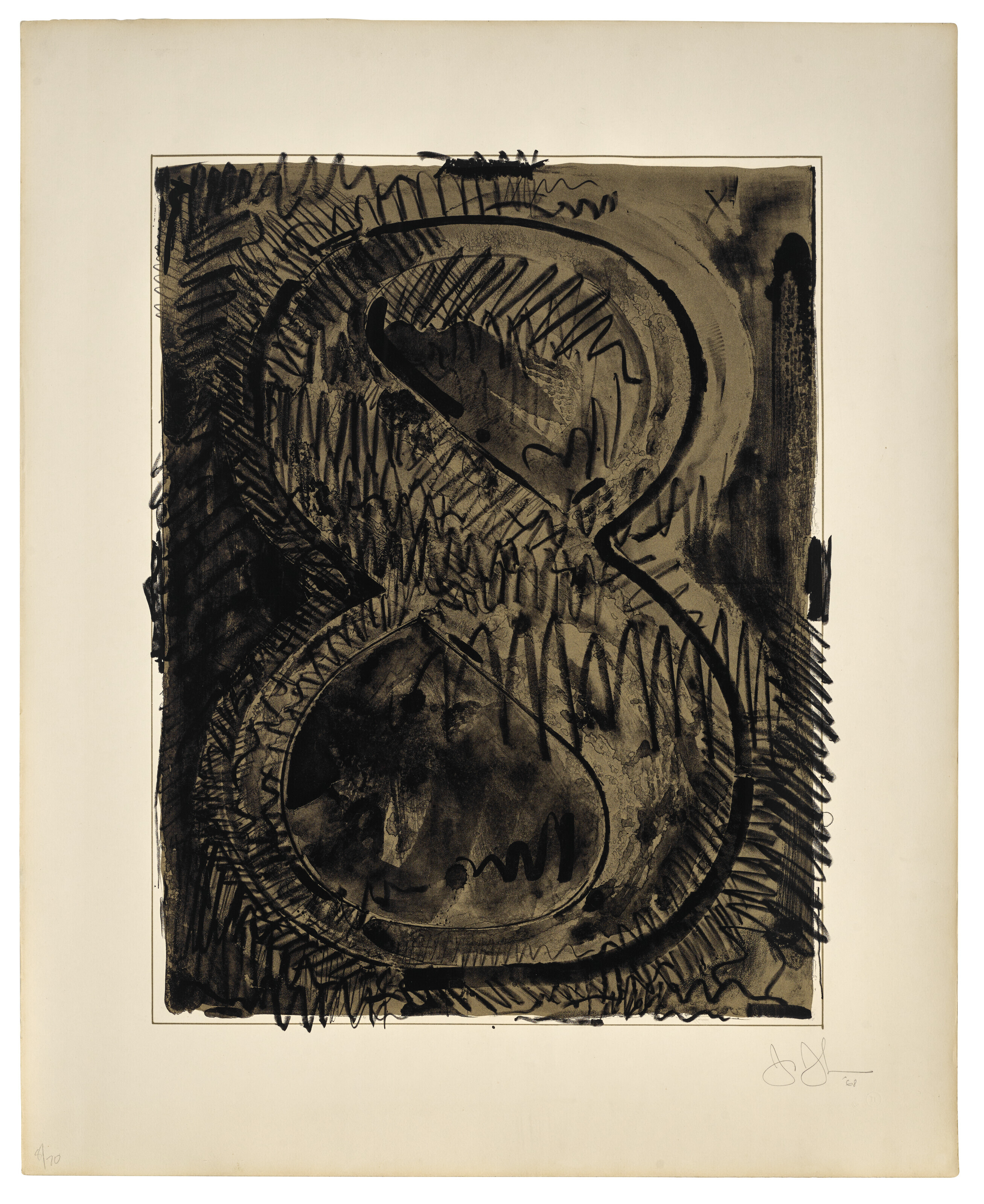 Jasper Johns — Цифра 8, из серии черных цифр