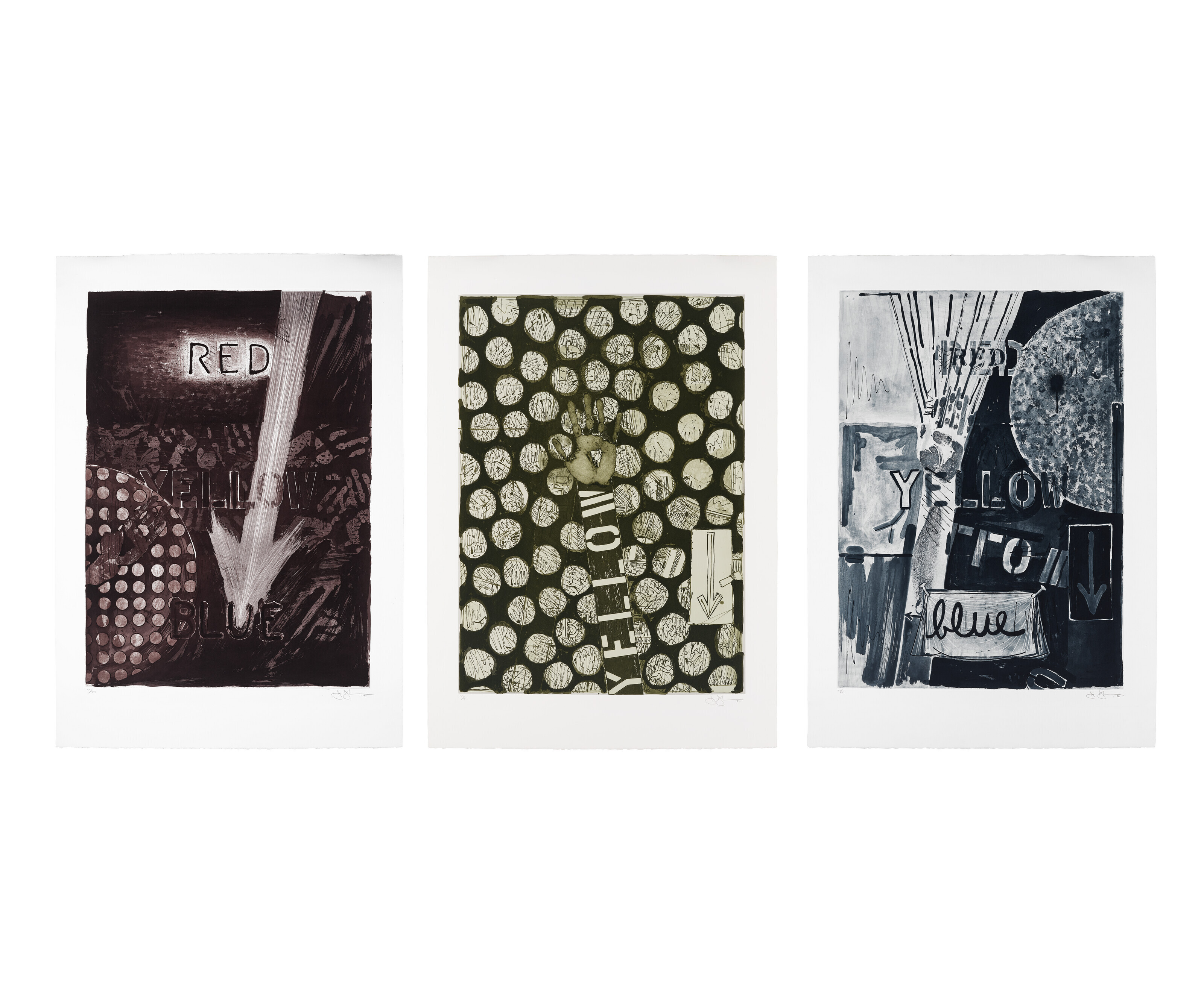 Jasper Johns — Без названия (красный), без названия (желтый) и без названия (синий)