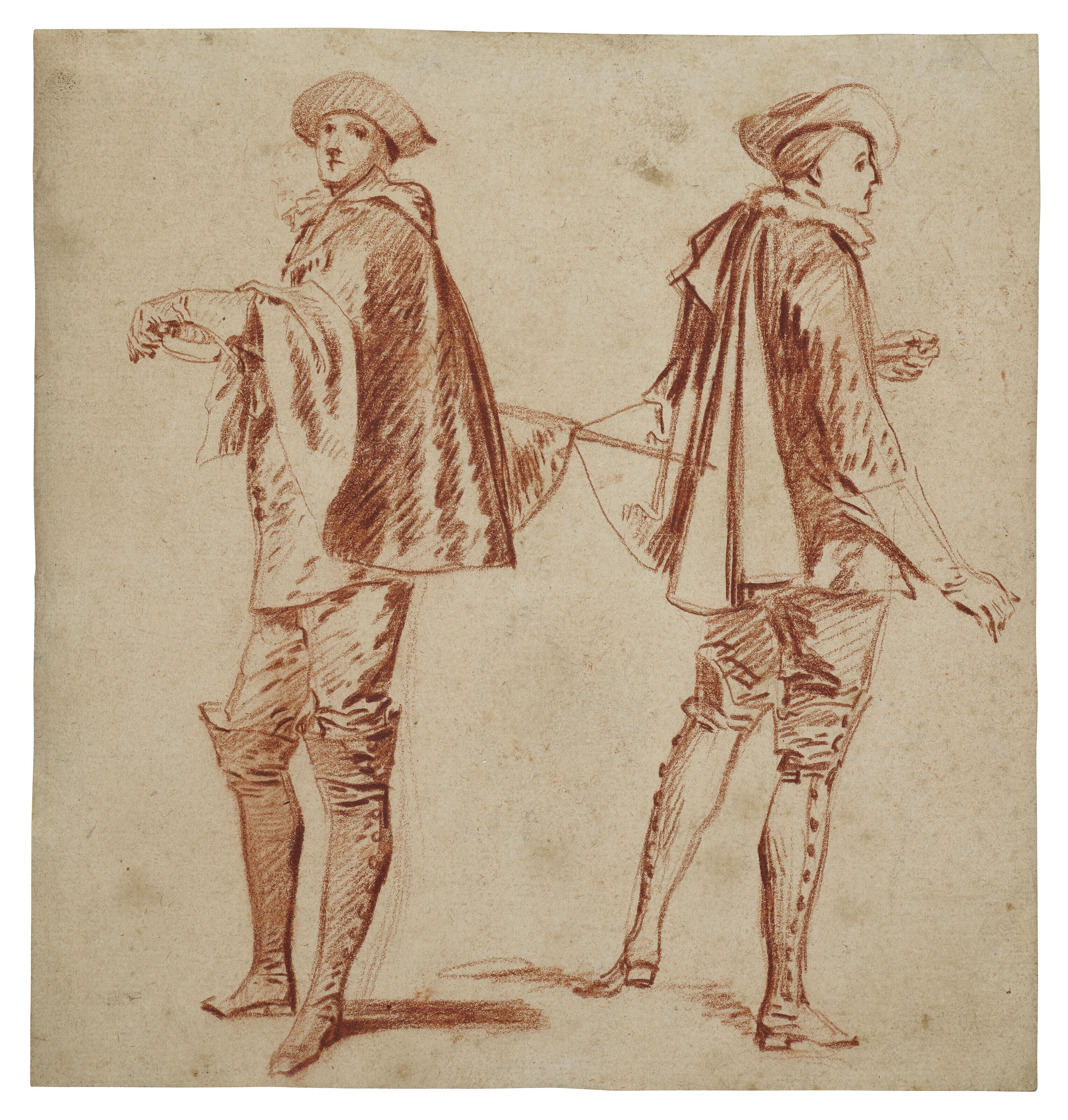 Jean Antoine Watteau — Два этюда актера в костюме Криспина