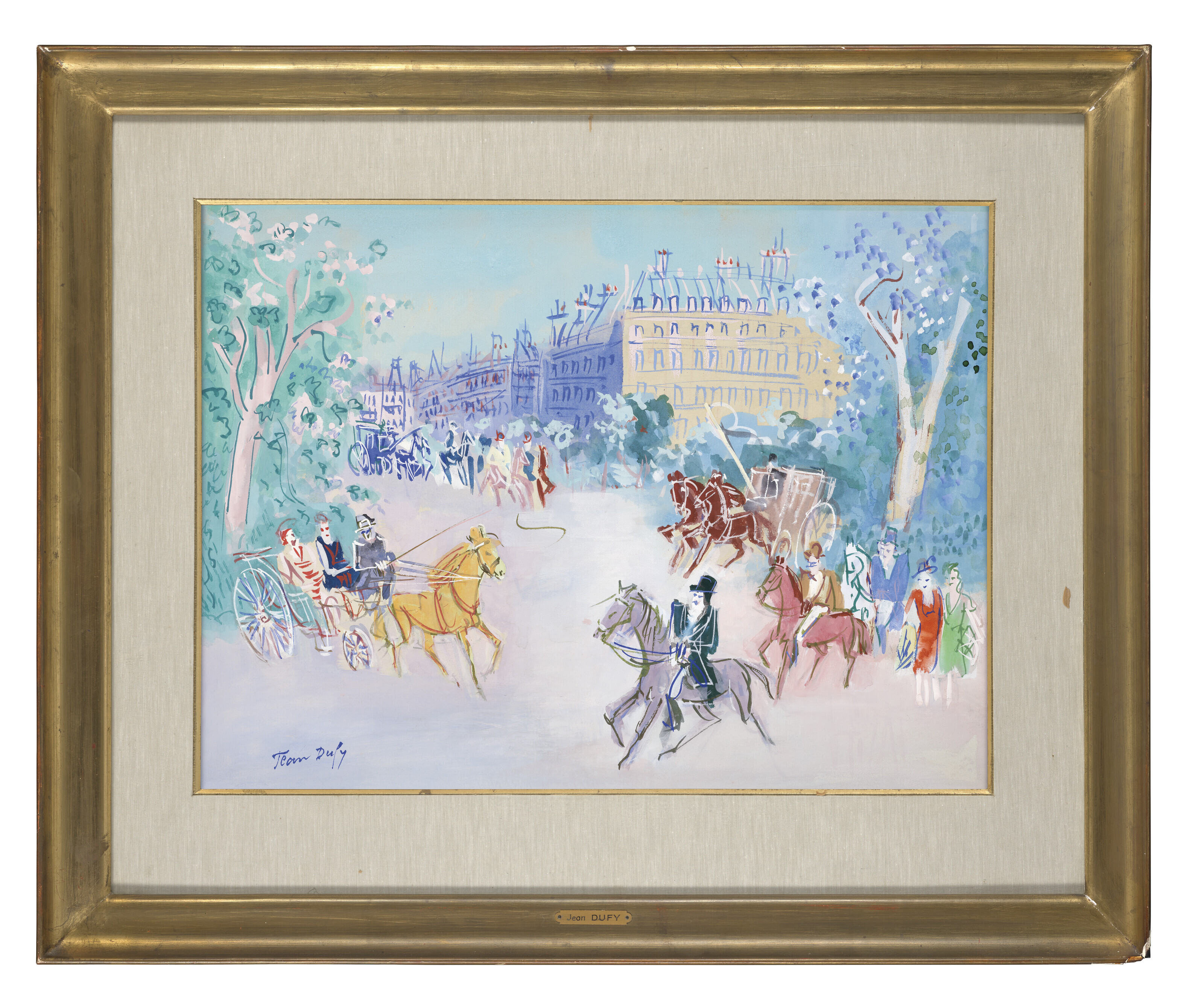 Jean Dufy — Прогулка с кавалерами по Булонскому лесу, изображение 2