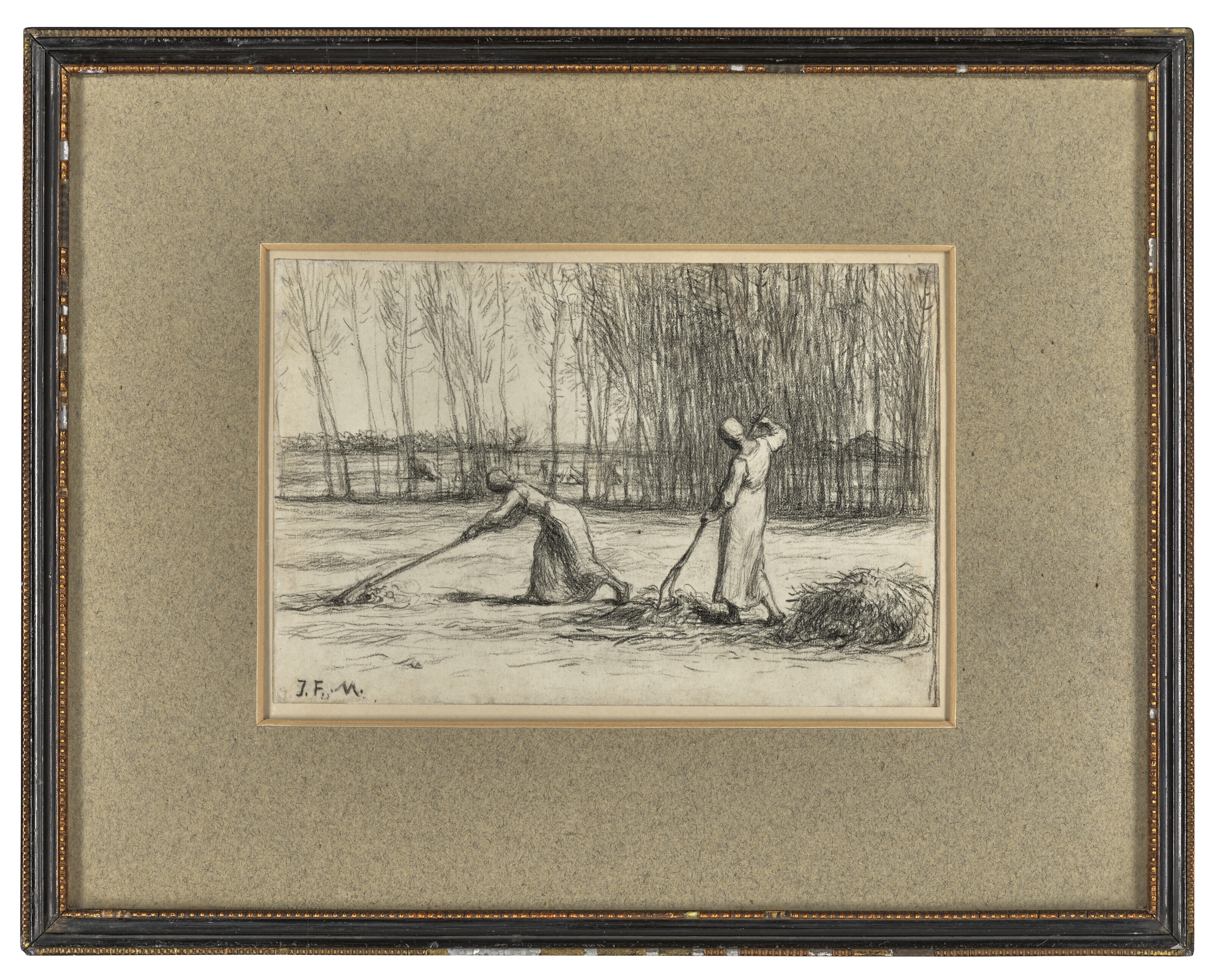 Jean Francois Millet — Две женщины обрабатывают сено, изображение 2