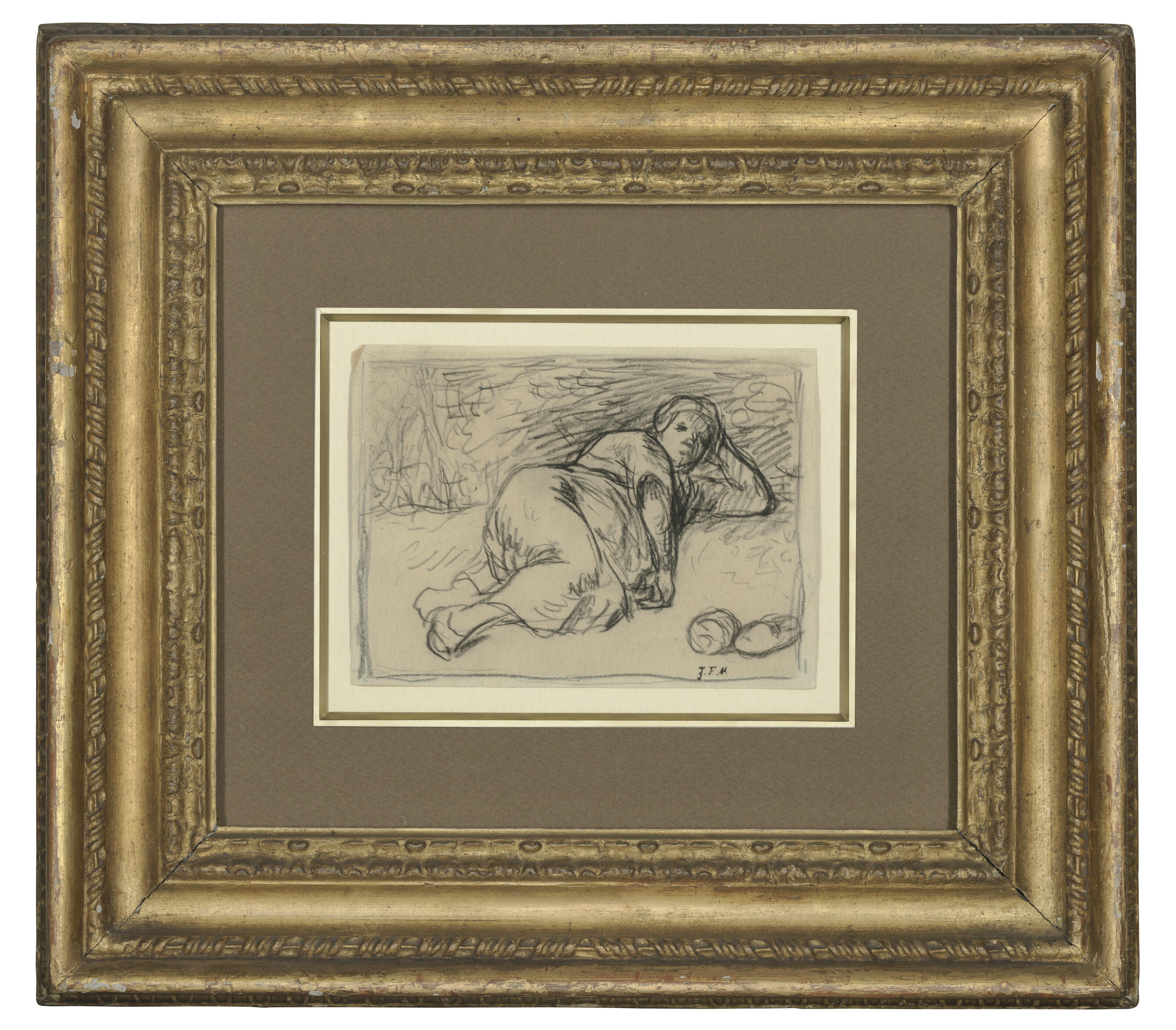 Jean Francois Millet — Дремлющая женщина (Bergère dormant, как птица, которая живет в шене), изображение 2