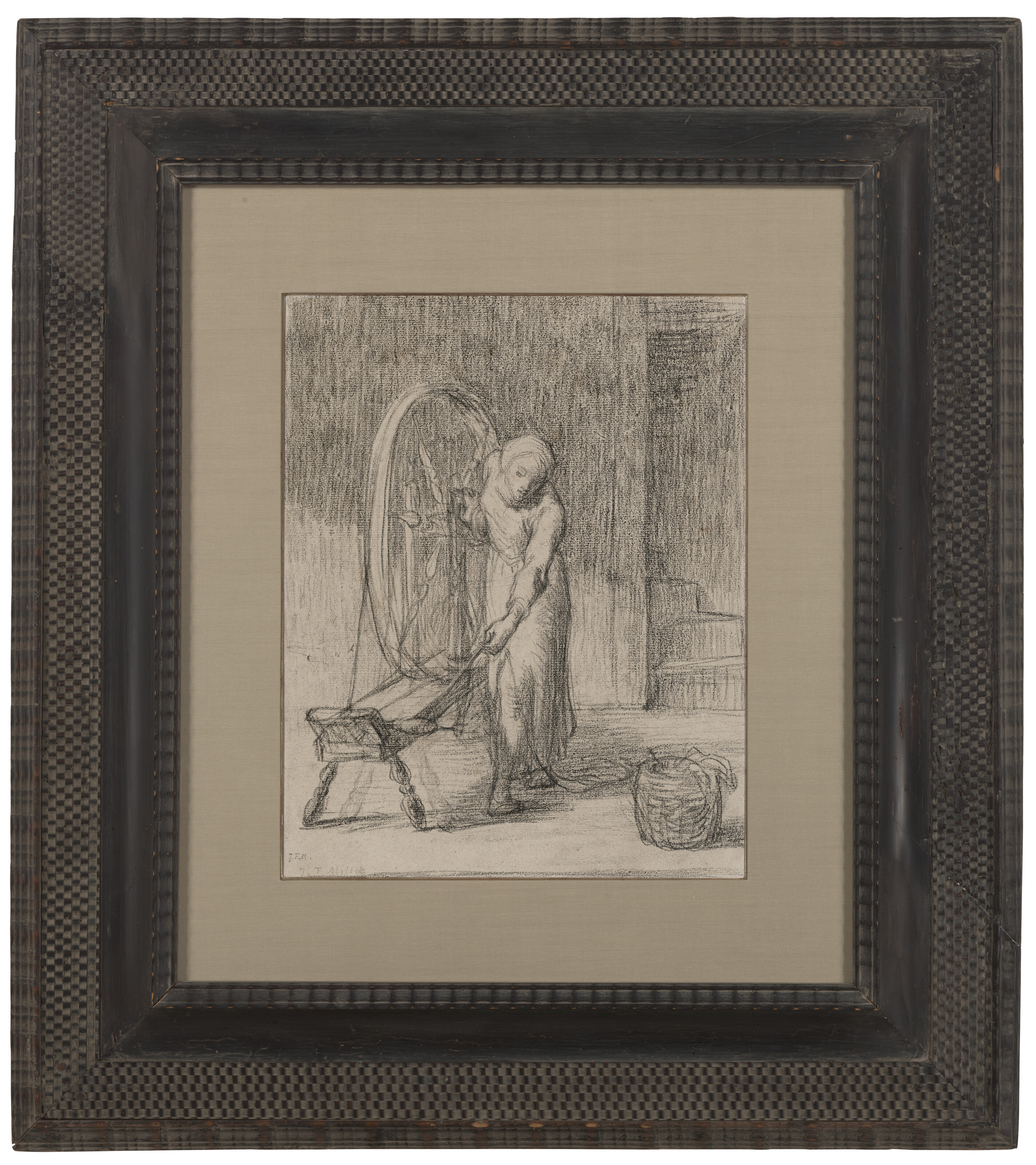 Jean Francois Millet — Этюд для стоячего прядильщика ( recto ); Эскиз для стоячего прядильщика ( verso ), изображение 3