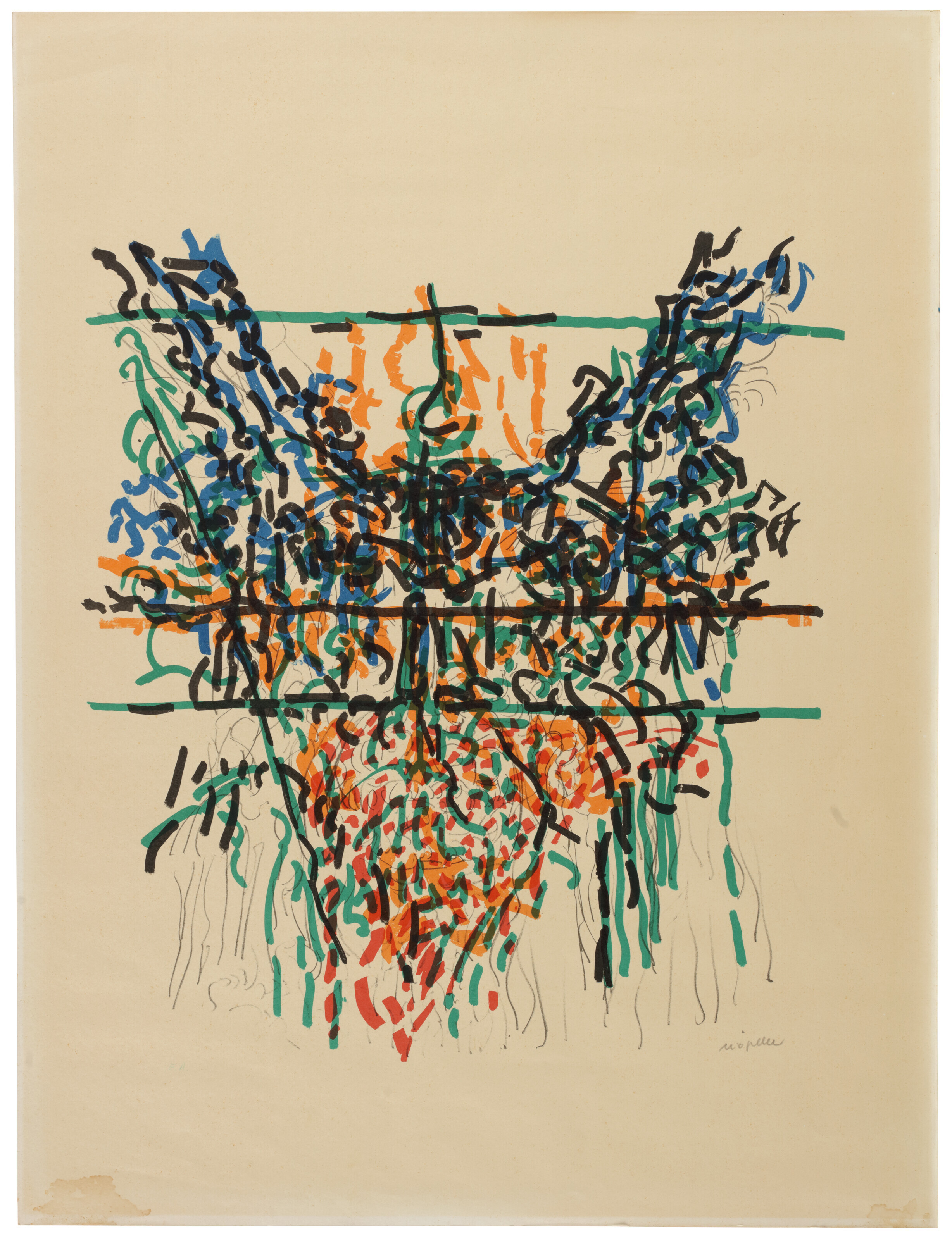 Jean Paul Riopelle — Без названия (надпись "Шарлеруа авант ля леттр")