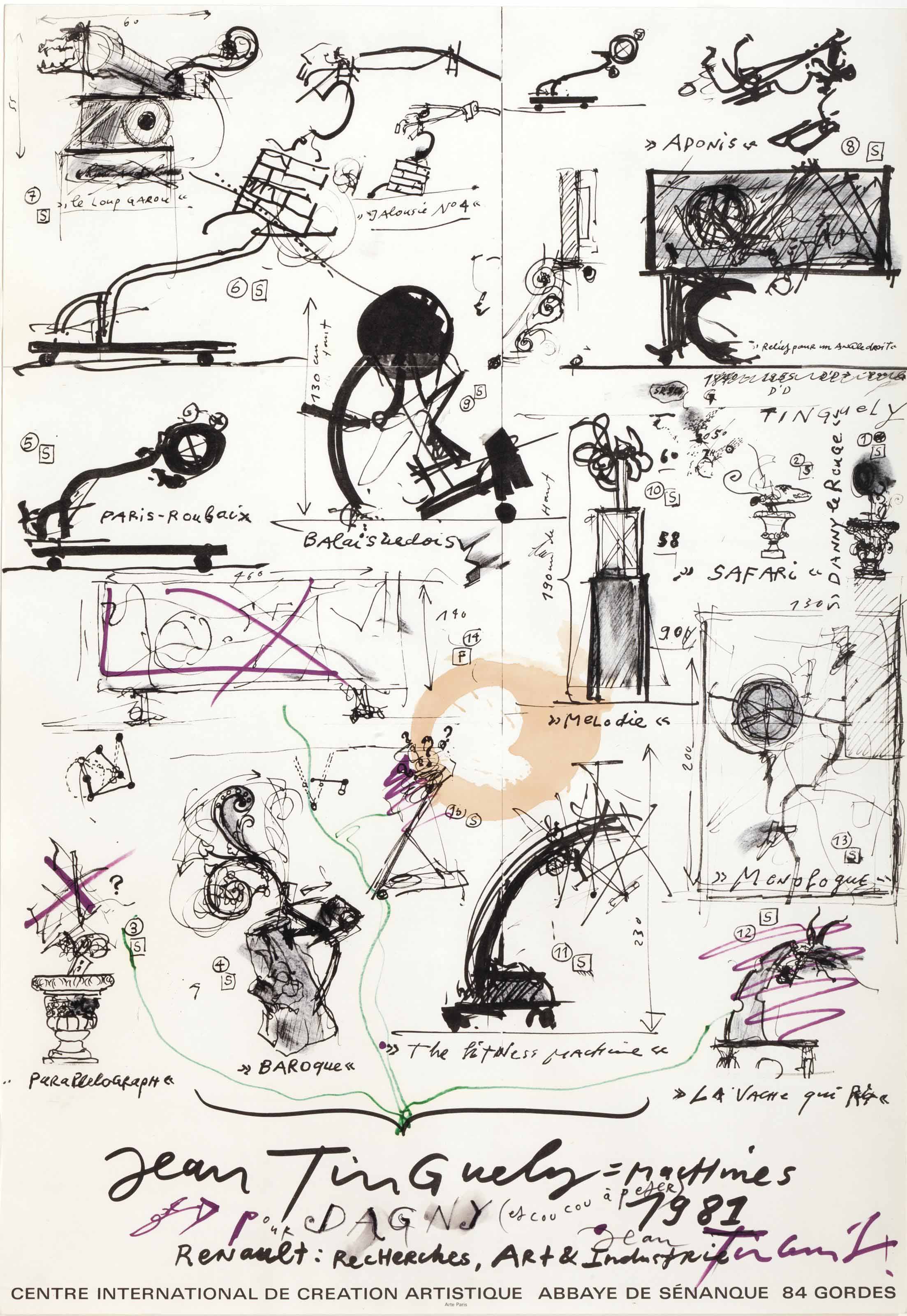 Jean Tinguely — Выставка в Международном художественном центре, аббатство Сенанк в Горде, 1981 год