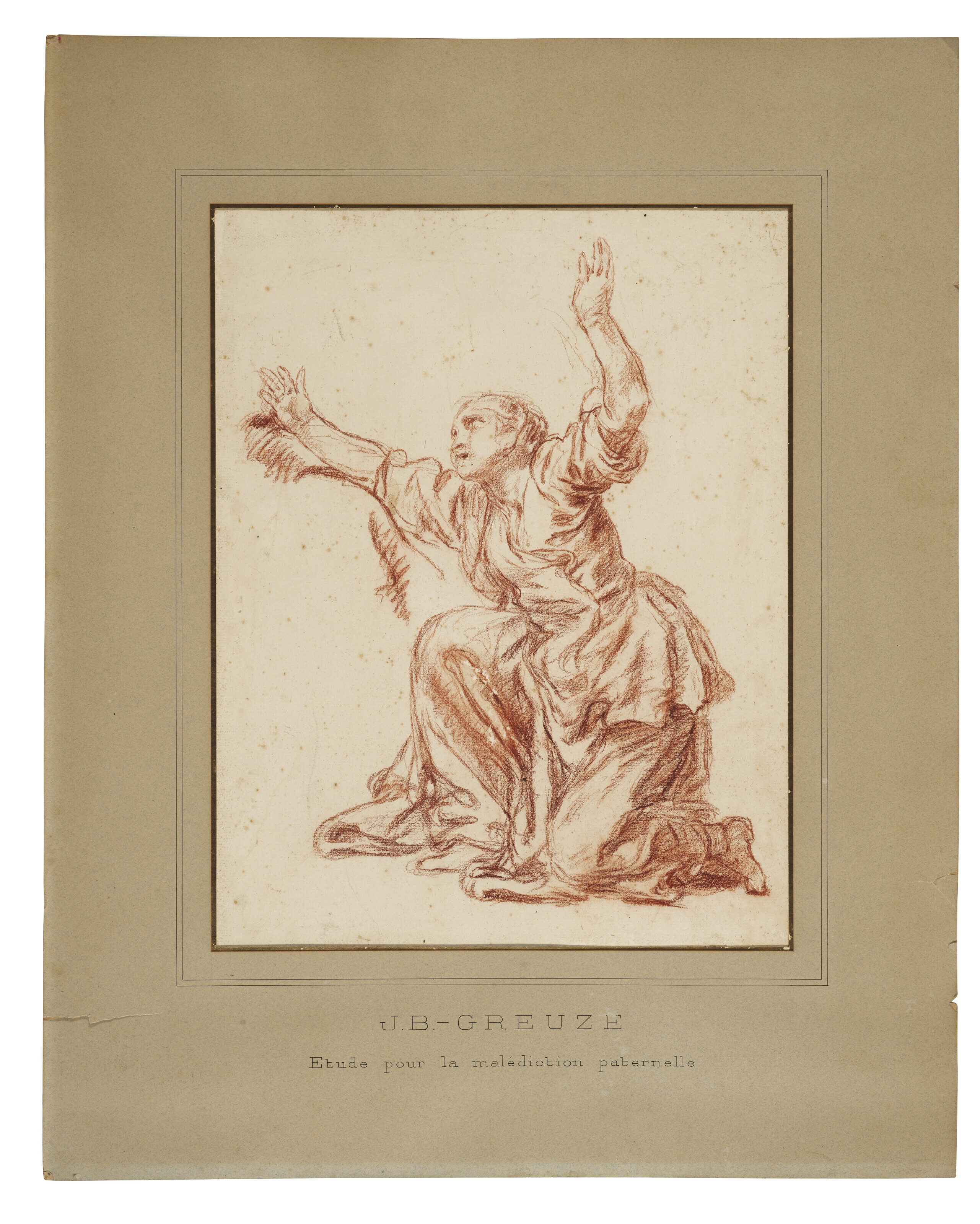 Jean-Baptiste Greuze — Стоящая на коленях женщина с поднятыми руками, изображение 2