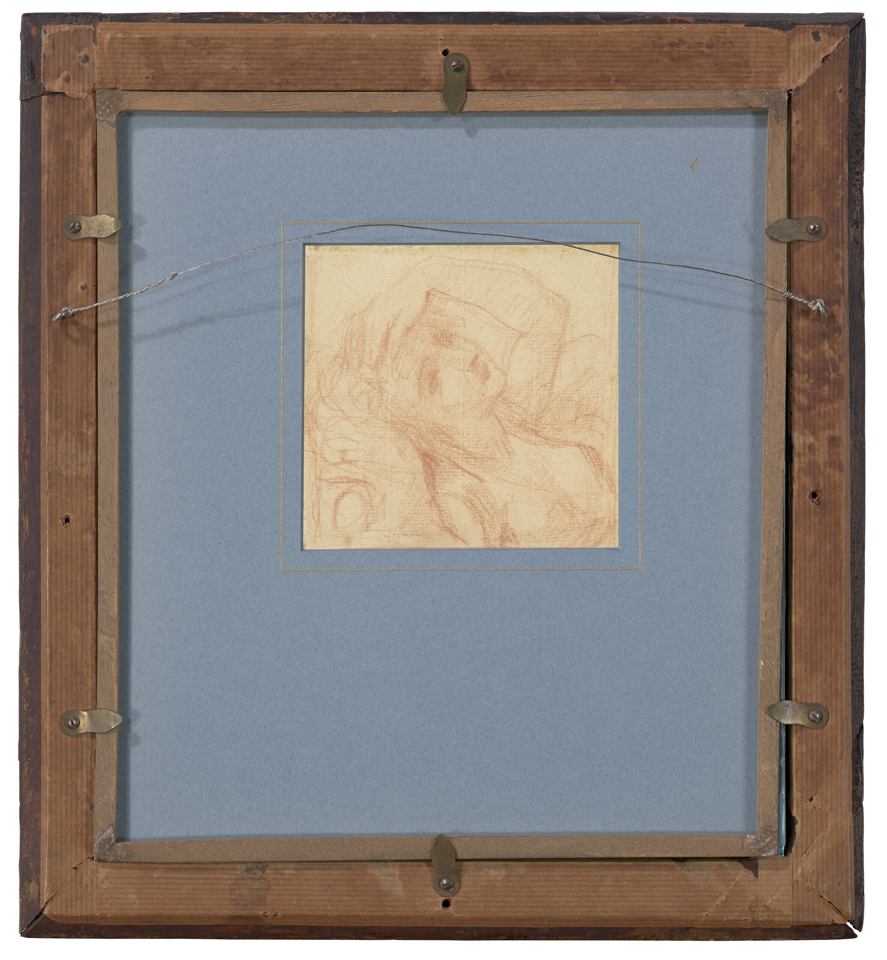 Jean-Baptiste Greuze — Сидящая молодая женщина, обхватившая руками лоб (справа); Полулежащая женщина, длиной до груди, с поднятой к голове рукой (оборотная сторона), изображение 4