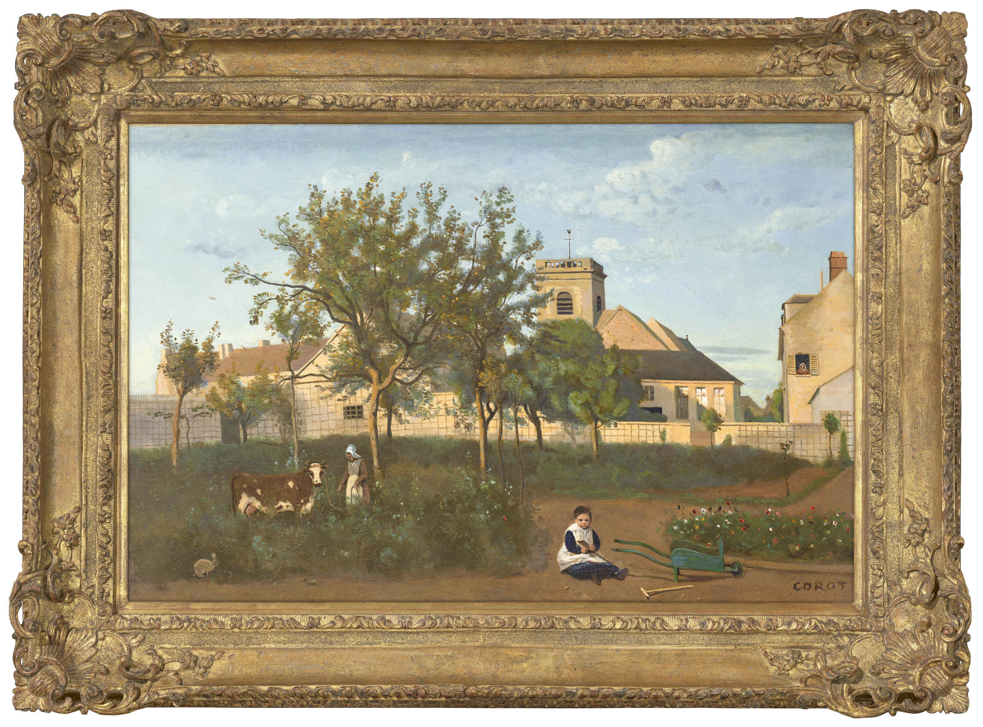 Jean-Baptiste-Camille Corot — Рони (Сена и Уаза), церковь в деревне, дом призрения мадам Осмонд, изображение 2