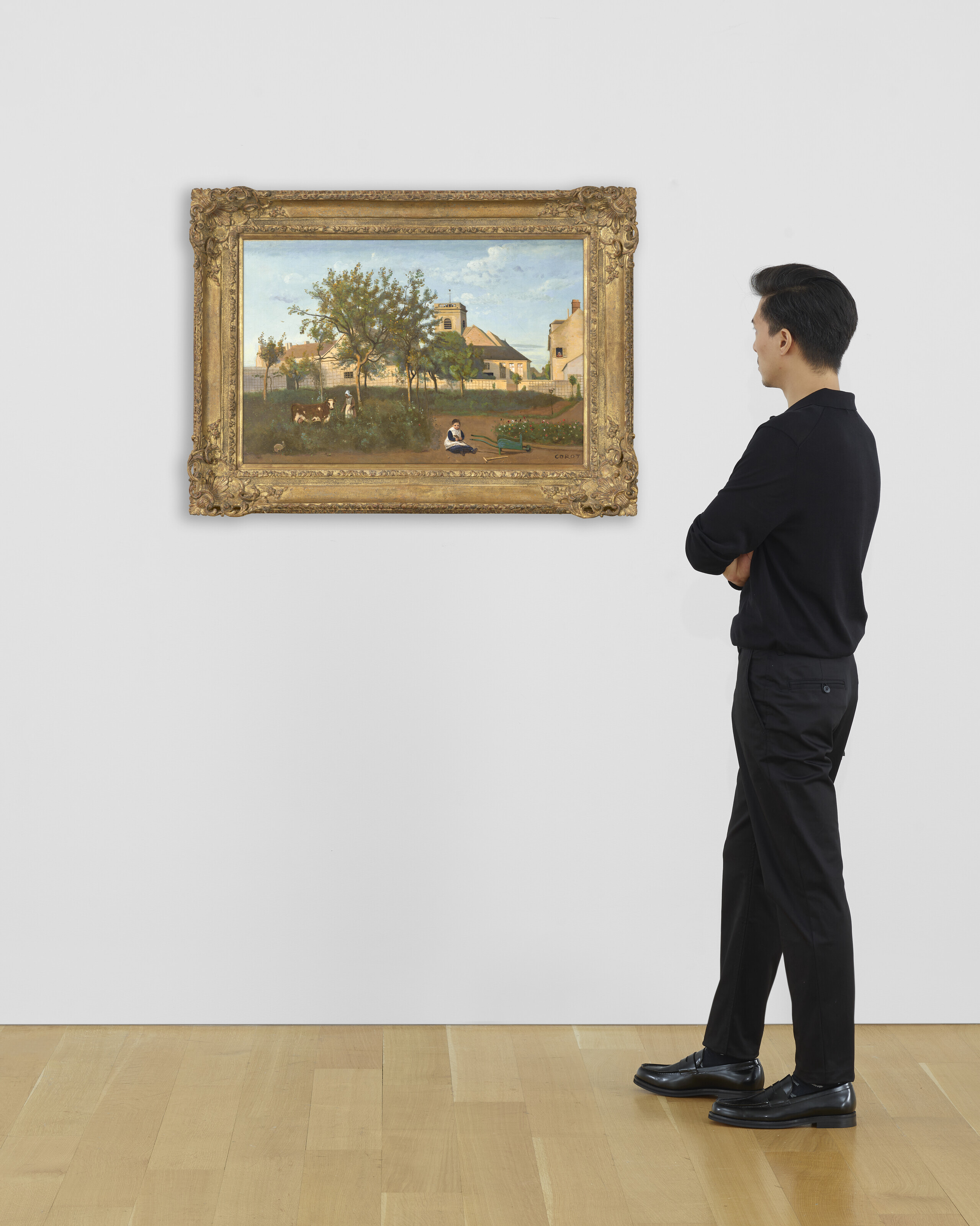 Jean-Baptiste-Camille Corot — Рони (Сена и Уаза), церковь в деревне, дом призрения мадам Осмонд, изображение 4