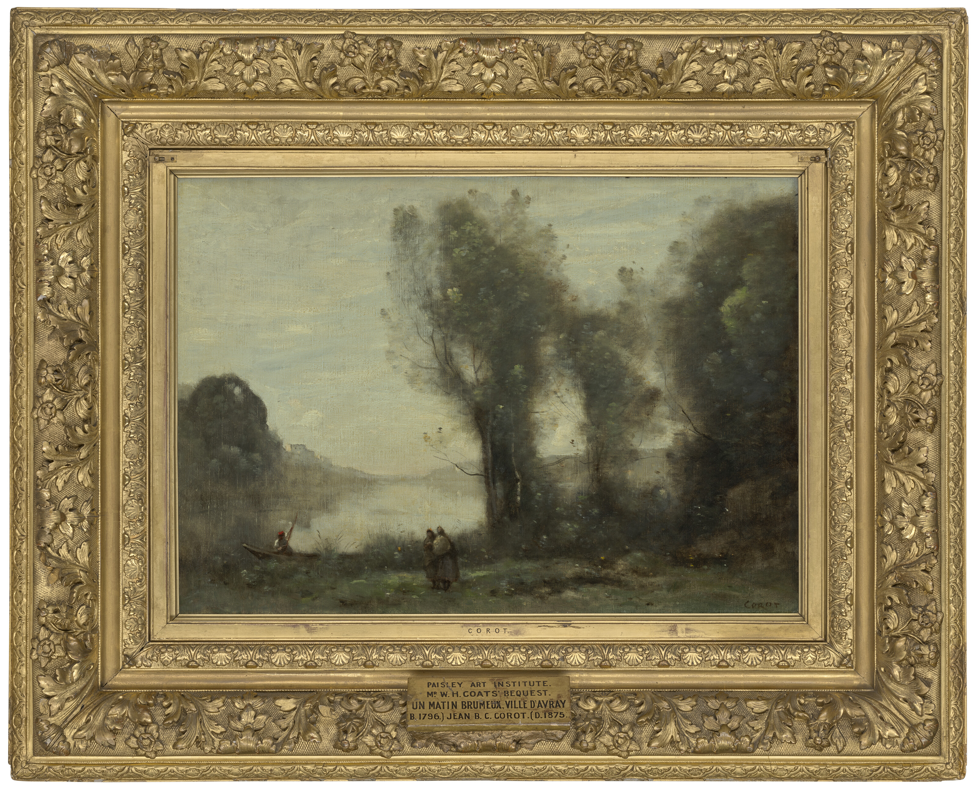 Jean-Baptiste-Camille Corot — Мартин на берегу озера. У прохожего на барке и двух пассажиров, изображение 2