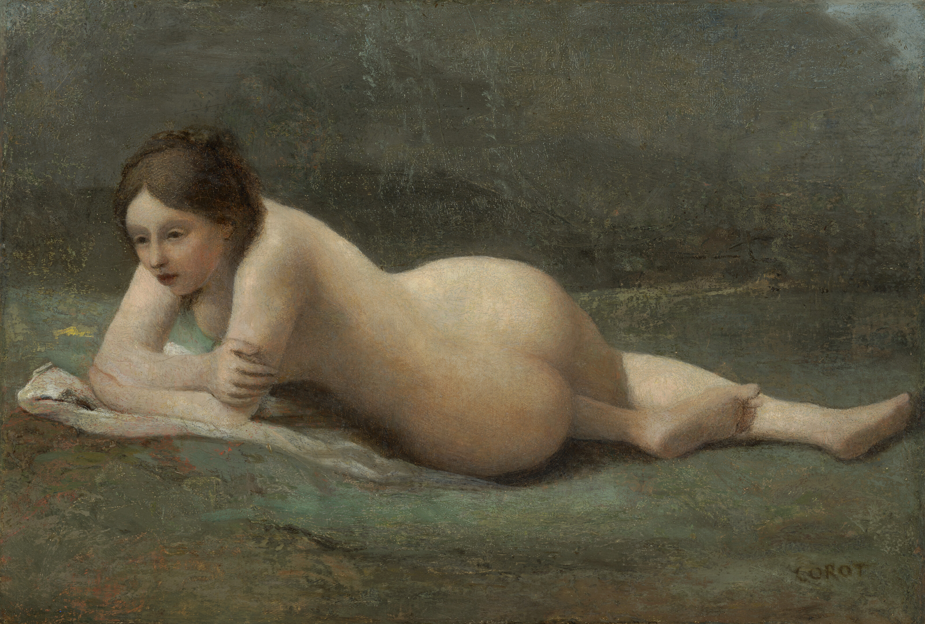 Jean-Baptiste-Camille Corot — Молодая женщина, живущая на траве