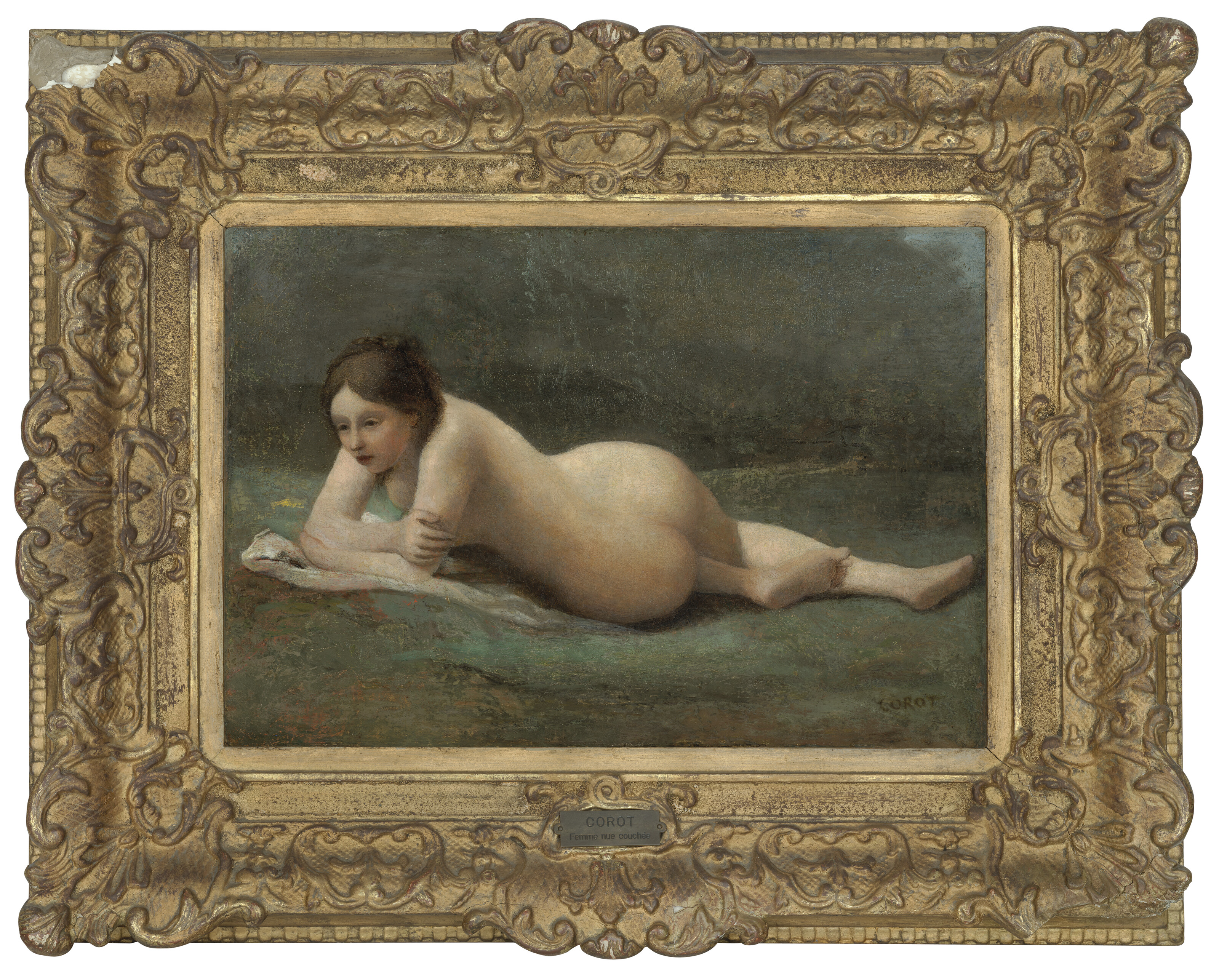 Jean-Baptiste-Camille Corot — Молодая женщина, живущая на траве, изображение 2