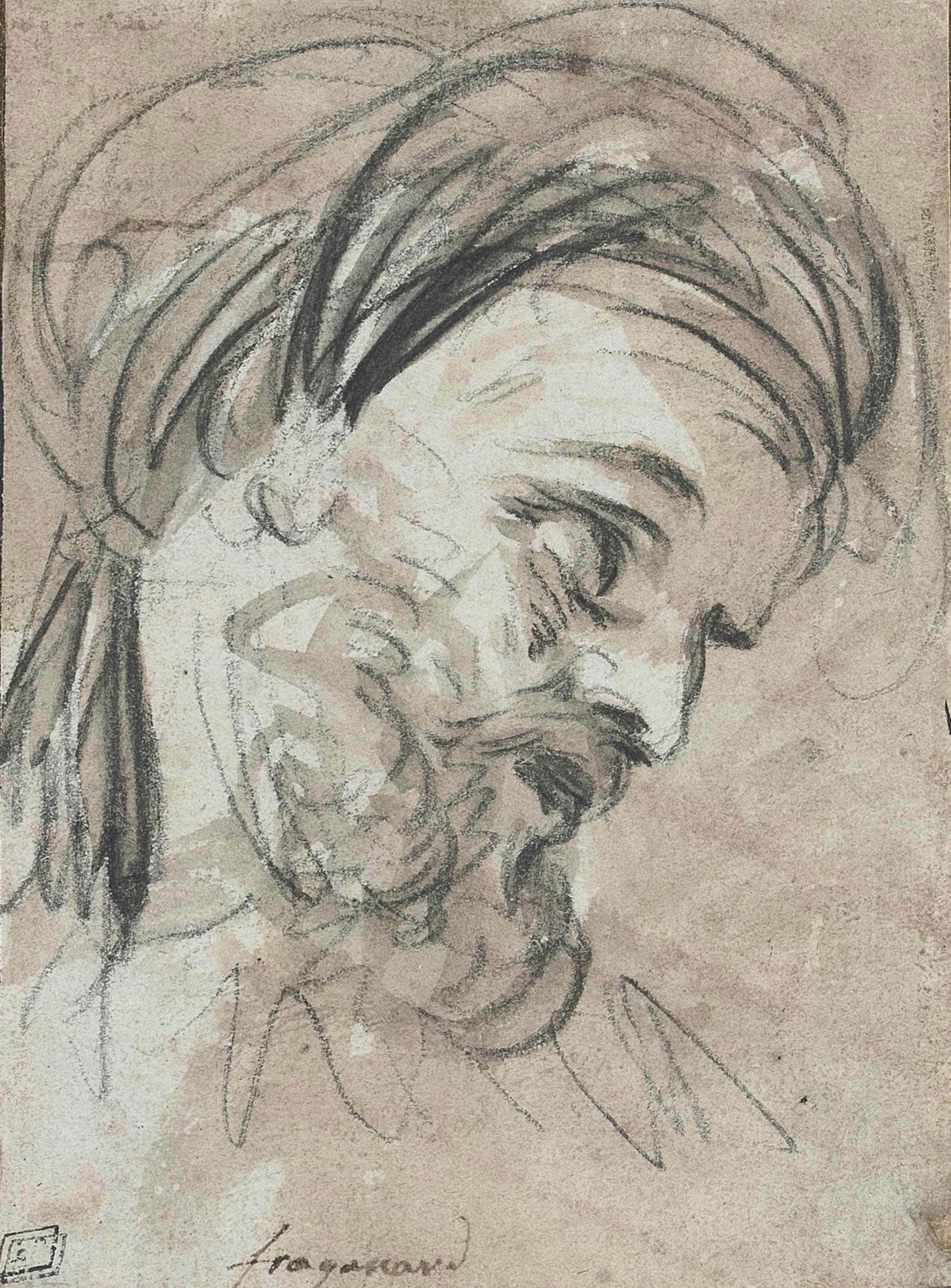 Jean-Honoré Fragonard — Голова бородатого мужчины в тюрбане