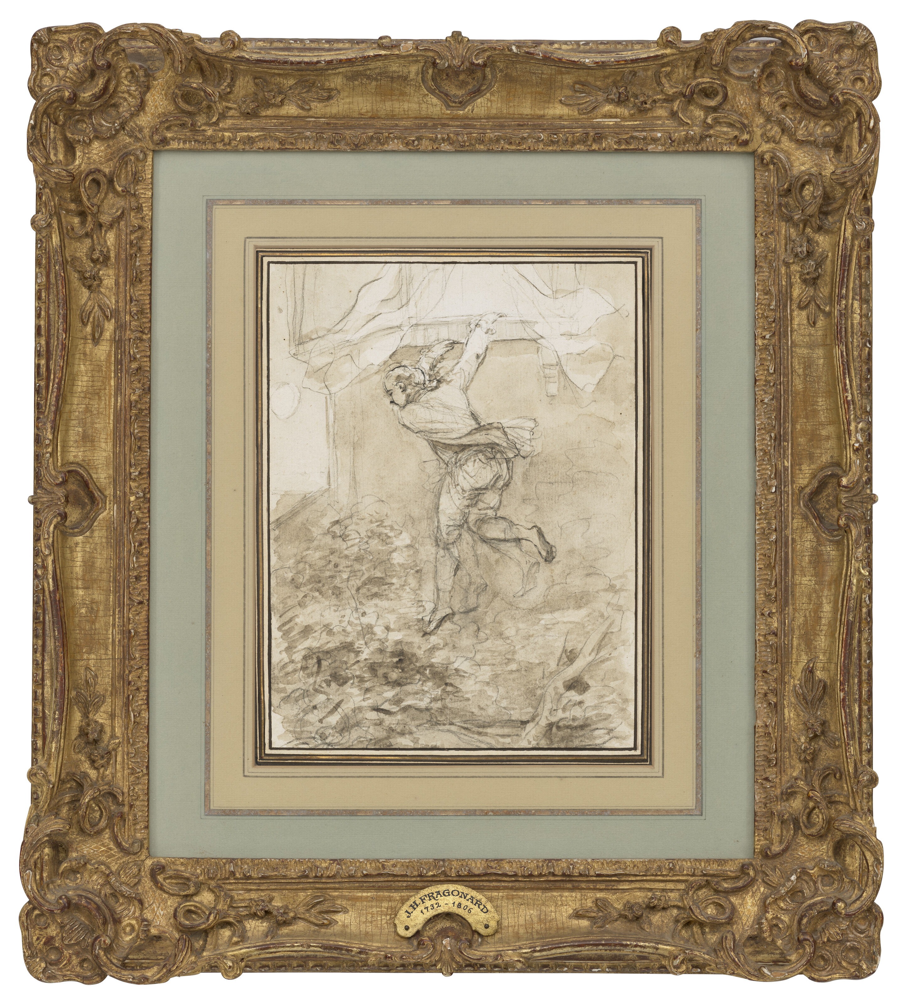 Jean-Honoré Fragonard — Святой Фар убегает через окно комнаты Алины, изображение 2