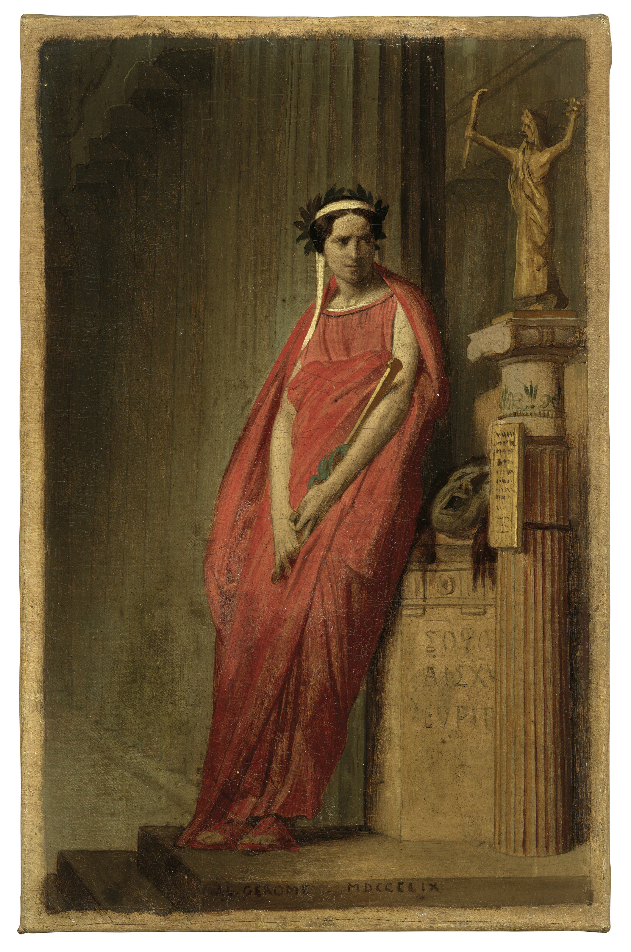 Jean-Leon Gerome — Эскиз для портрета Рахели Феликс (1821-1858) в образе Мельпомены, музы трагедии, изображение 2