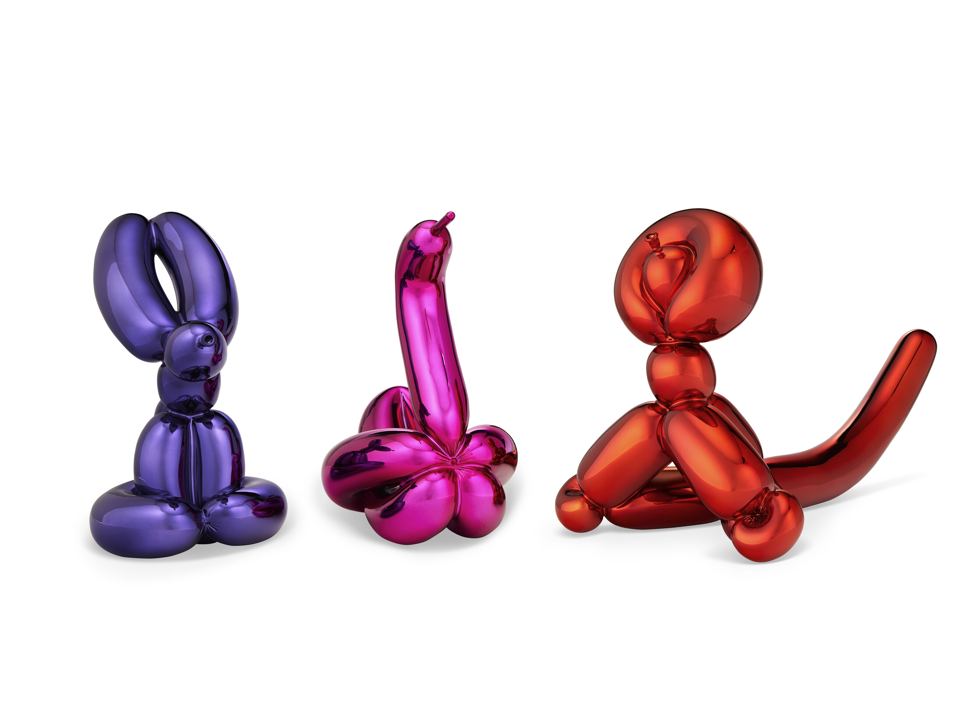 Jeff Koons — Воздушный лебедь (пурпурный), Воздушная обезьянка (оранжевый) и воздушный кролик (фиолетовый), изображение 1