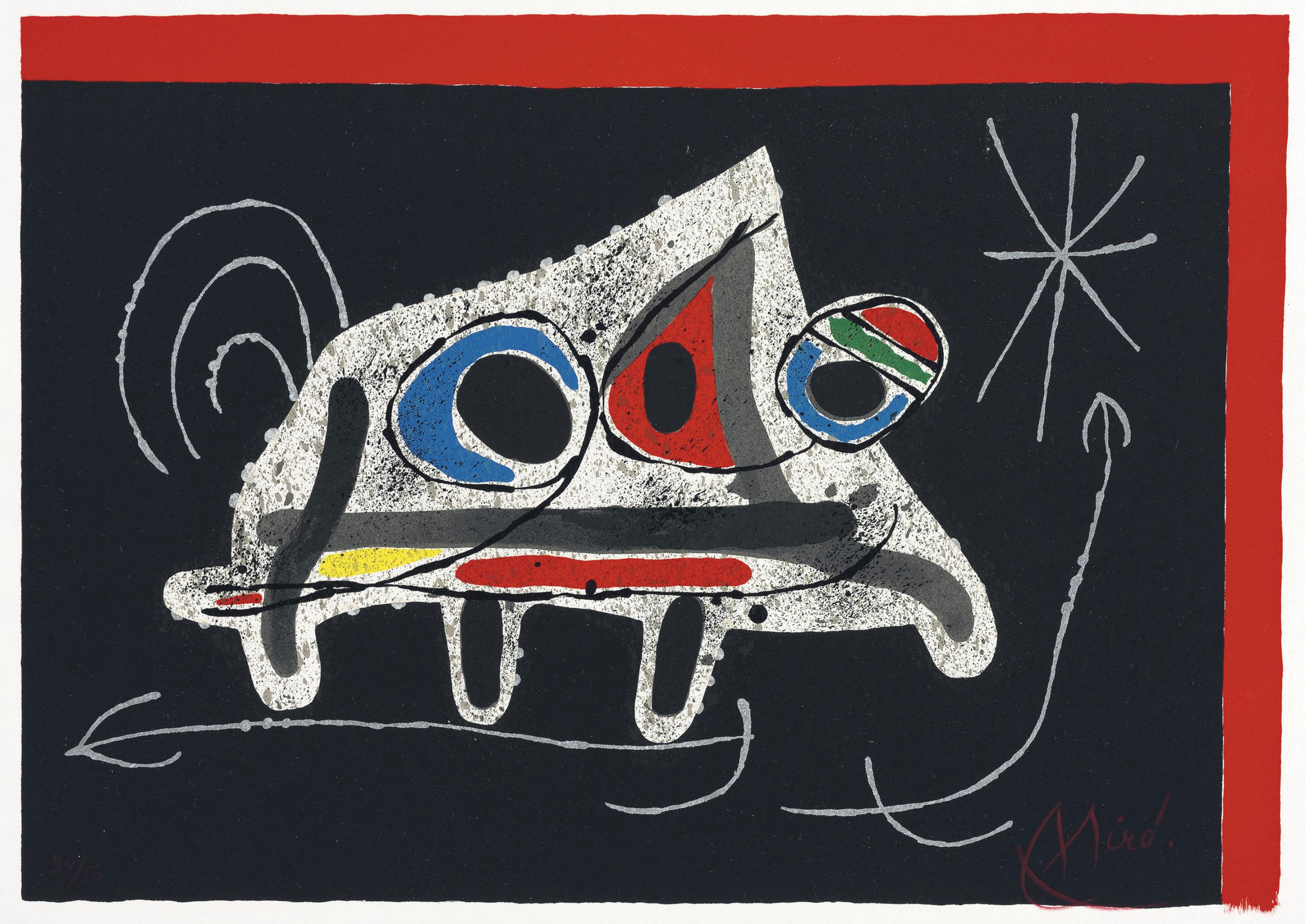 Joan Miró — Жоан Миро, "Лазарь с золотыми перьями", Луи Бродер, Париж, 1971 (М. 789-828; С. 148 книг), изображение 2
