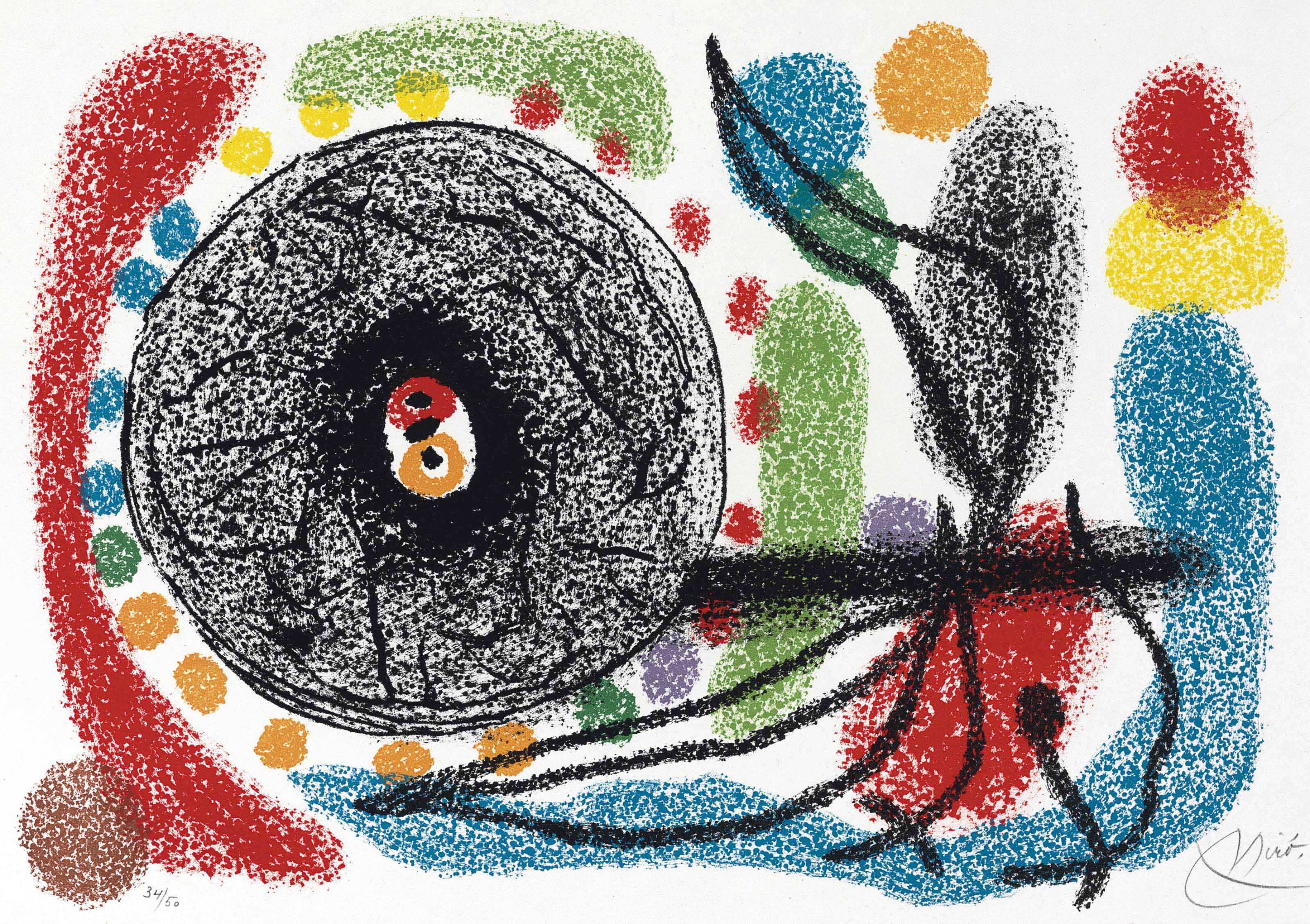 Joan Miró — Жоан Миро, "Лазарь с золотыми перьями", Луи Бродер, Париж, 1971 (М. 789-828; С. 148 книг), изображение 4